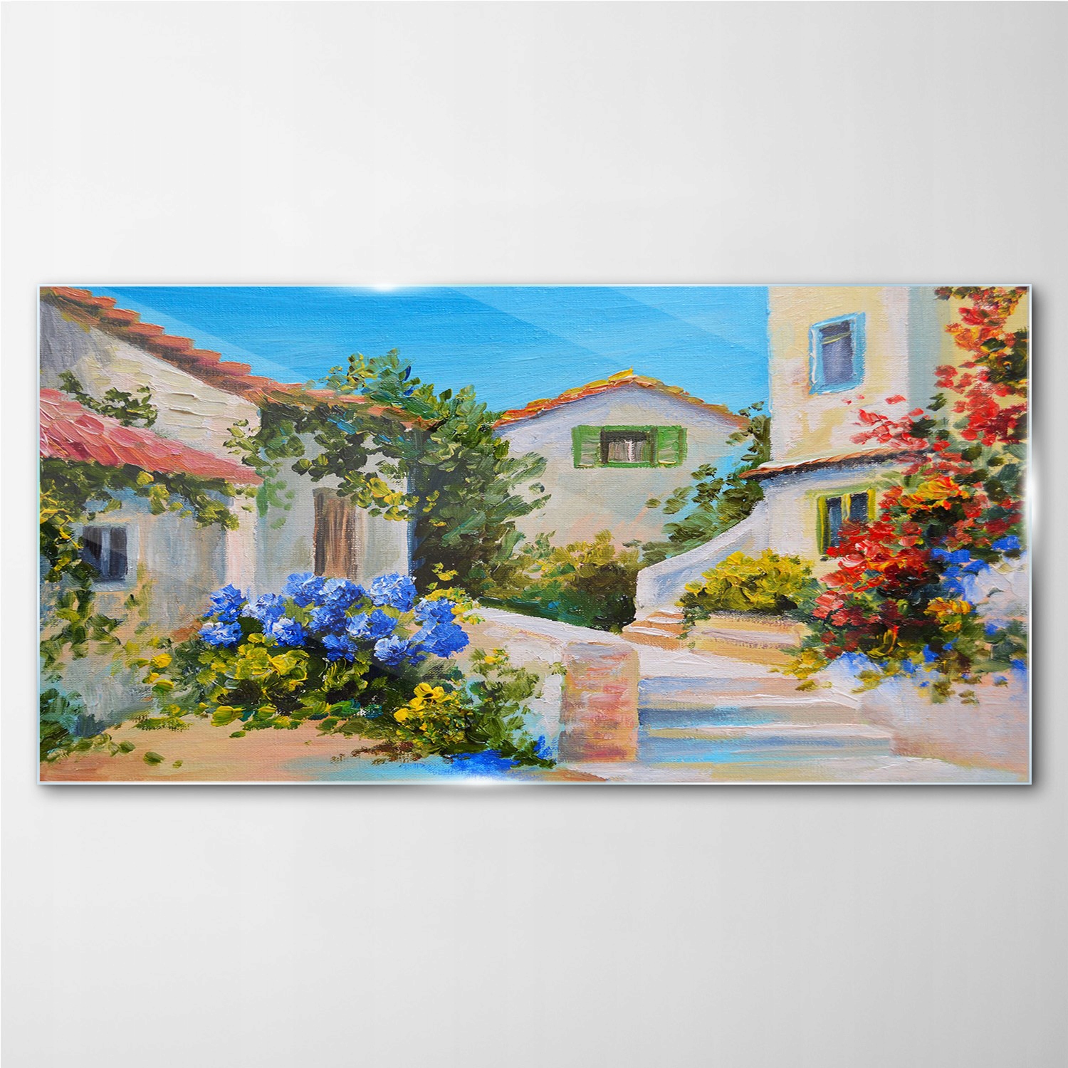 

Obraz na ścianę szklany Budynki kwiaty 140x70 cm