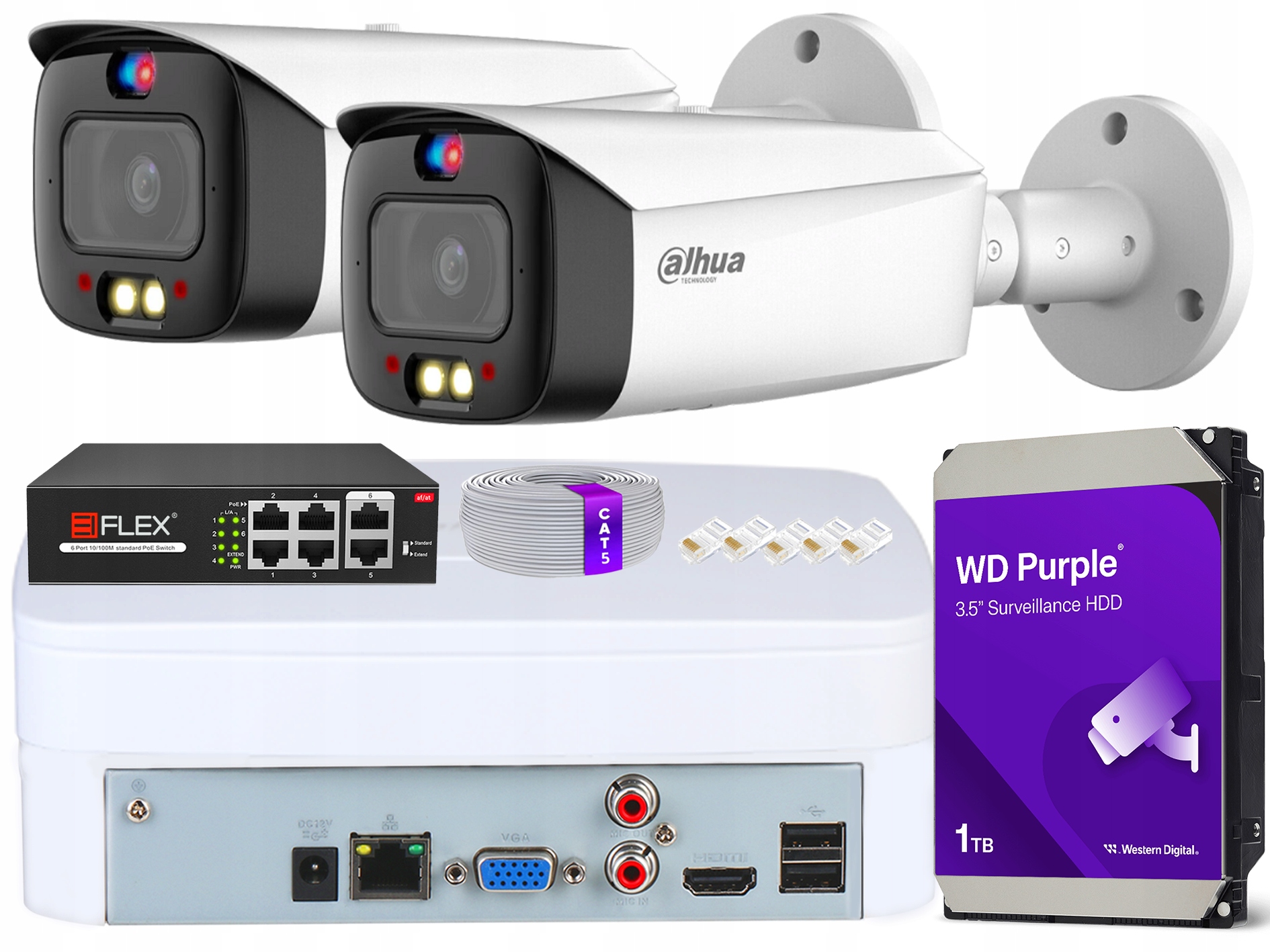 Monitorovací sada 2 kamer 5MP WizSense Dual Illumination Dahua 1TB disk