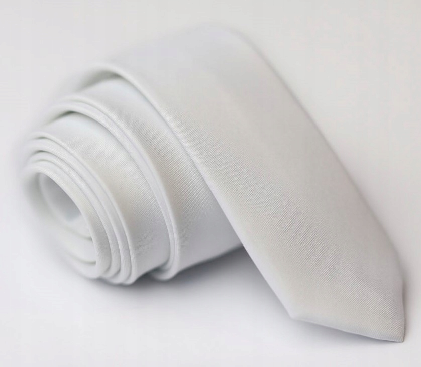KRAWAT ŚLEDŹ WĄSKI BIAŁY ELEGANCKI SLIM BIEL