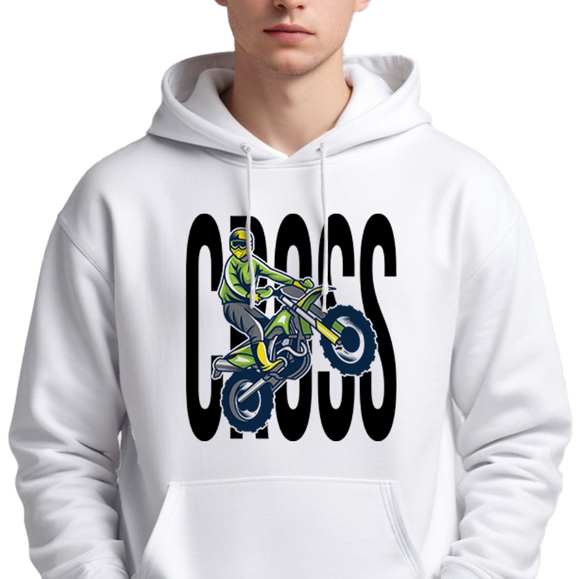 Pánská Mikina S Kapucí Bílá pro motorkáře Enduro MotoCross Cross S