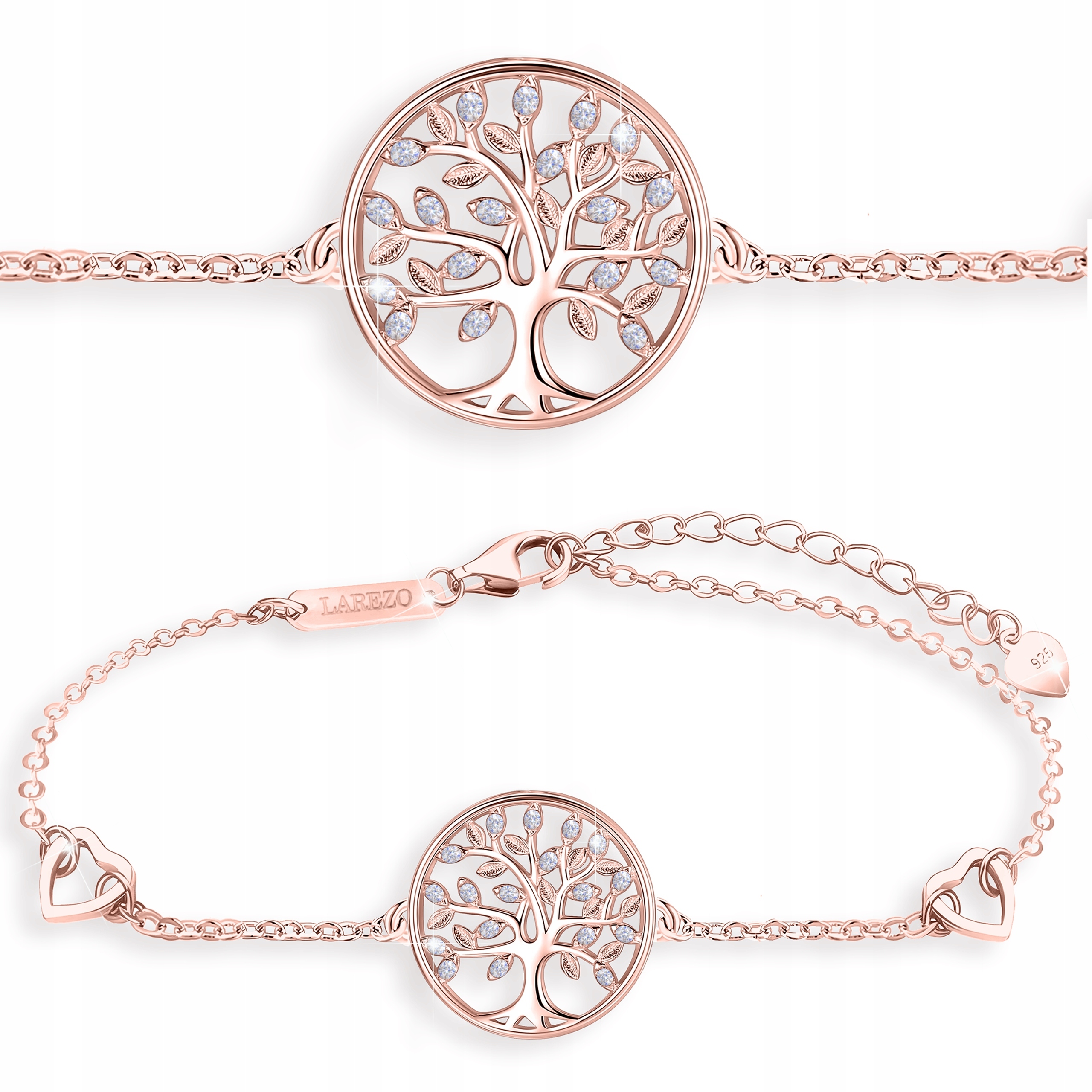 Pozlacený náramek Strom života Sandálový strom Zirkony Stříbro 925