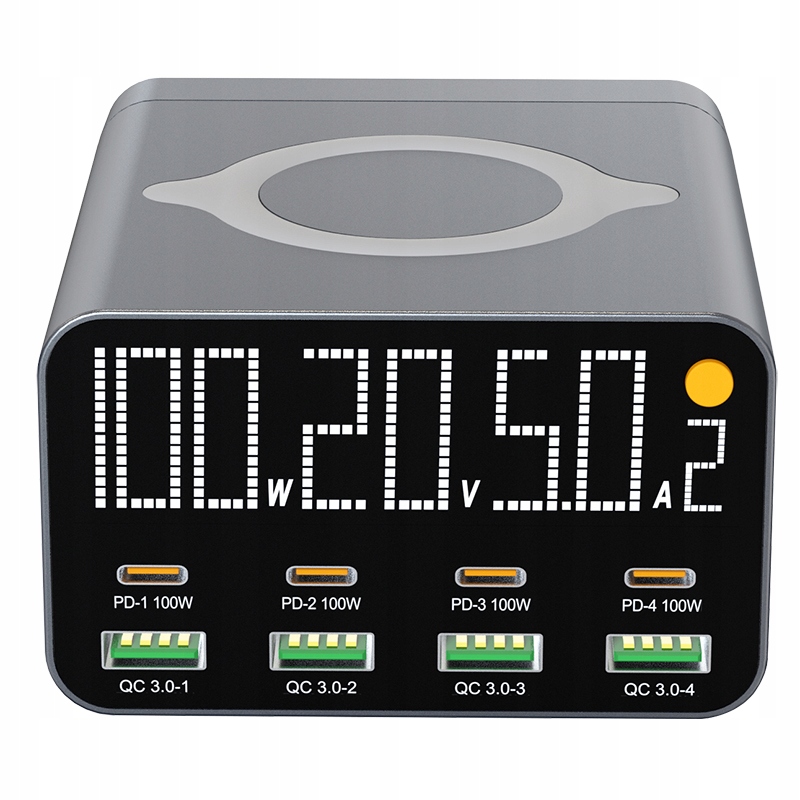C-Tec rýchla nabíjačka 8 portov Usb Pd +qc 120 W s indukčnou nabíjačkou 15 W