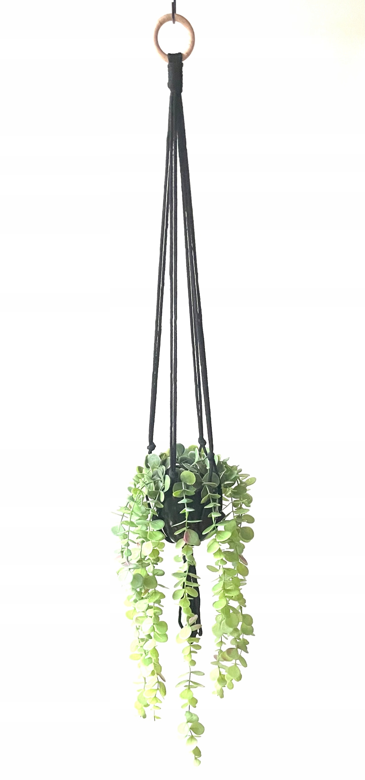 

Kwietnik z makramy wzór 11 czarny 90 cm
