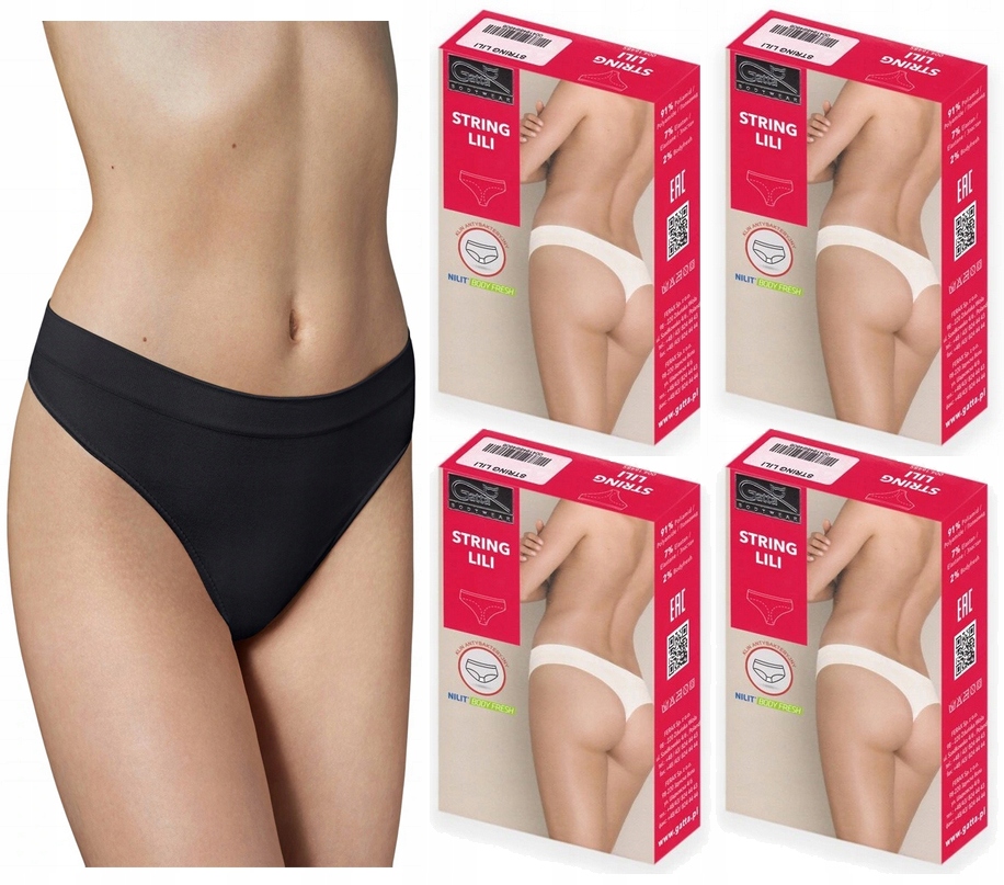 4 X GATTA BEZSZWOWE LILI STRINGI CZARNE S
