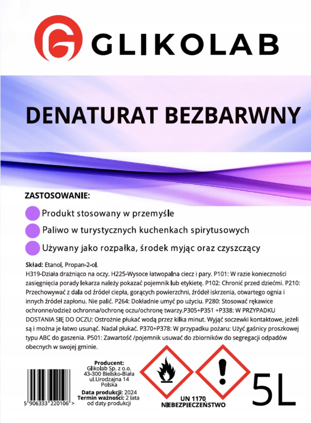 Denaturat 10L bezbarwny 99.5% Premium (2X5L) EAN (GTIN) 5906333220106