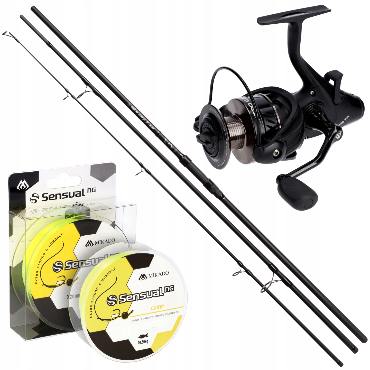 Zestaw Karpiowy Mikado Intro Carp Wędka Kołowrotek Żyłka Na Karpia 3,9m