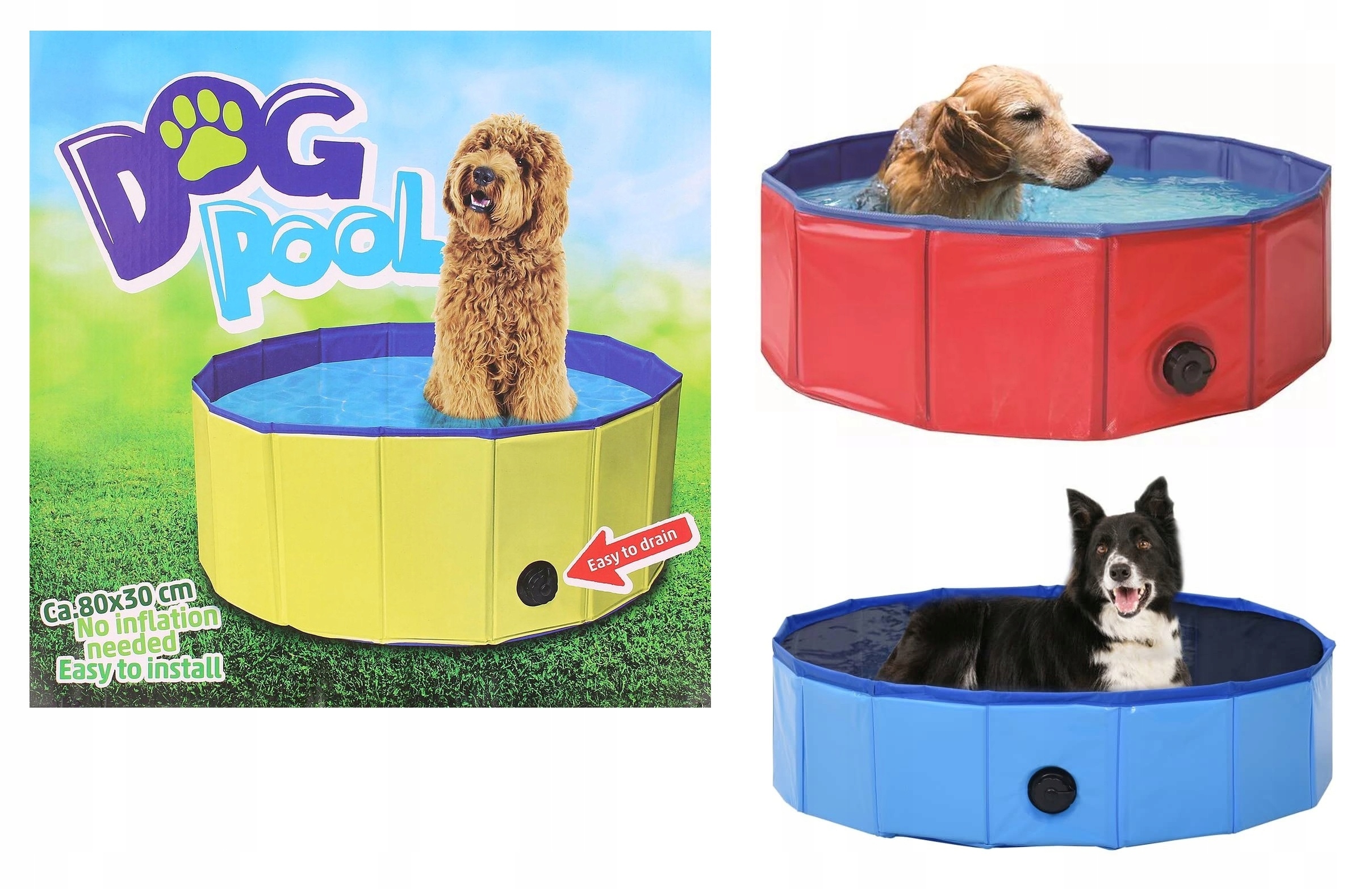 Levně Bazén pro psa kočku, zvířata, skládací kotec 80 x 30 cm Varianta: 2 barvy