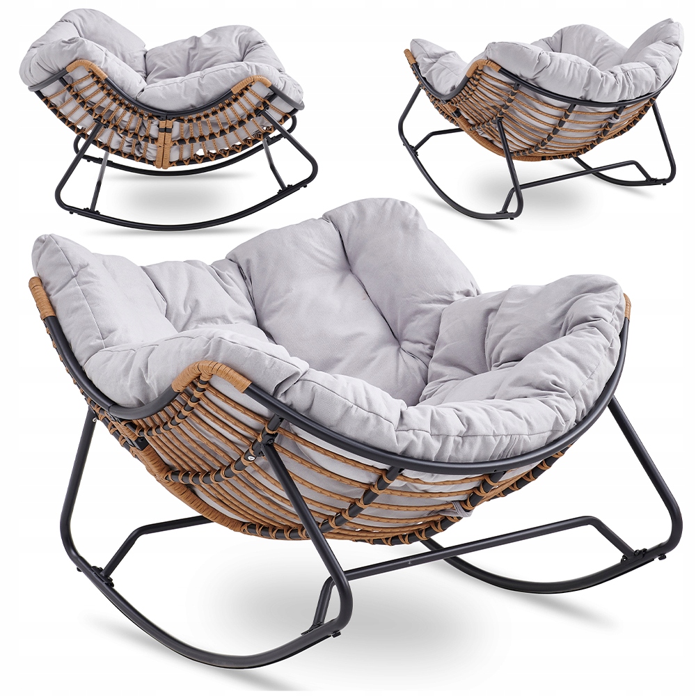 Zahradní houpací křeslo Houpačka pro odpočinek Na Terasu do obývacího pokoje šedé Elton