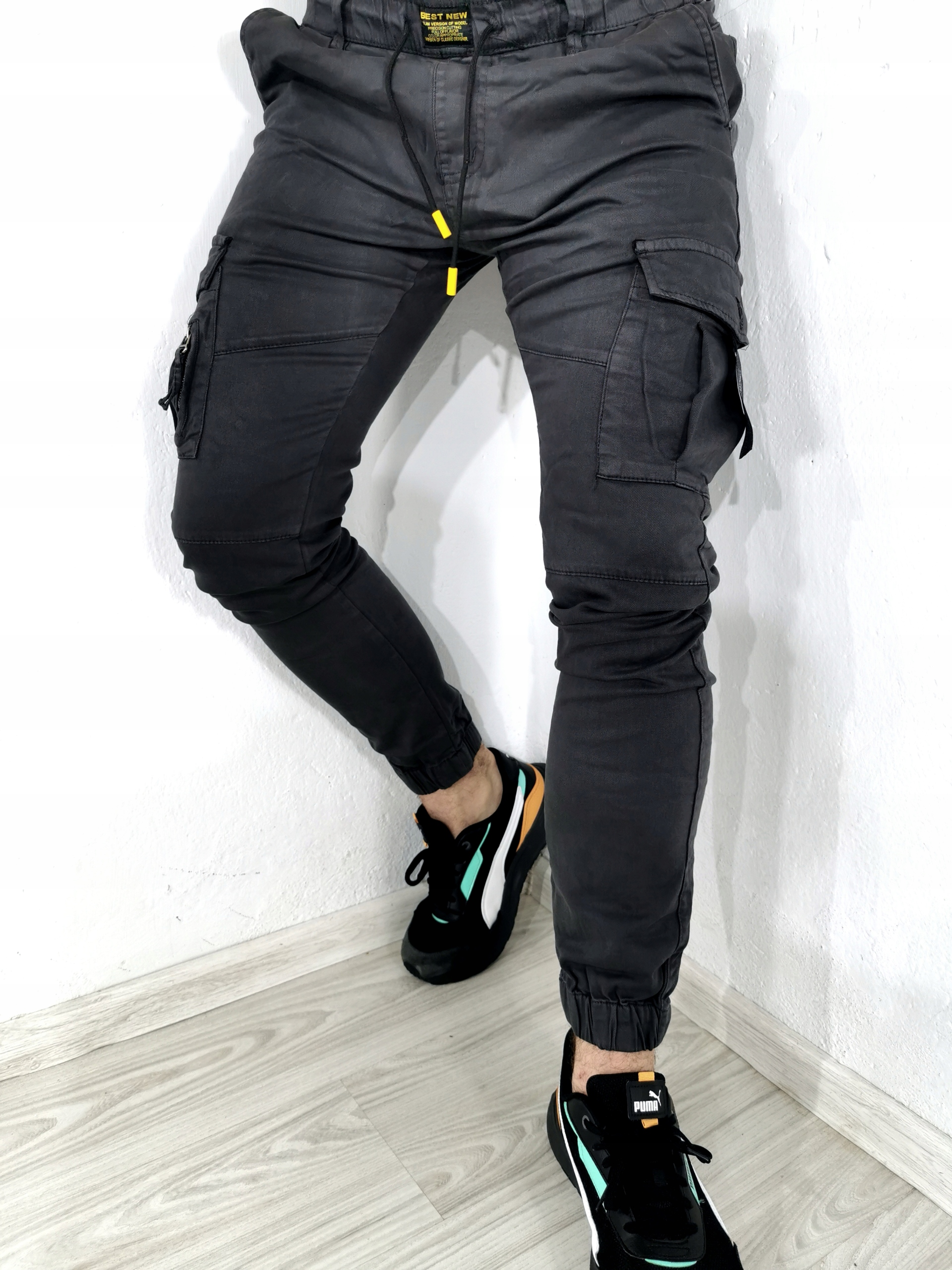 Pánské jogger kalhoty šedé grafitové kapsáče Its 33