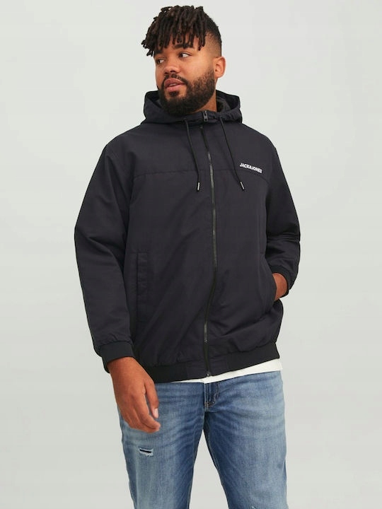 Jack&amp;jones Černá Bunda S Kapucí A Klasickým Zapínáním 5XL 6EA