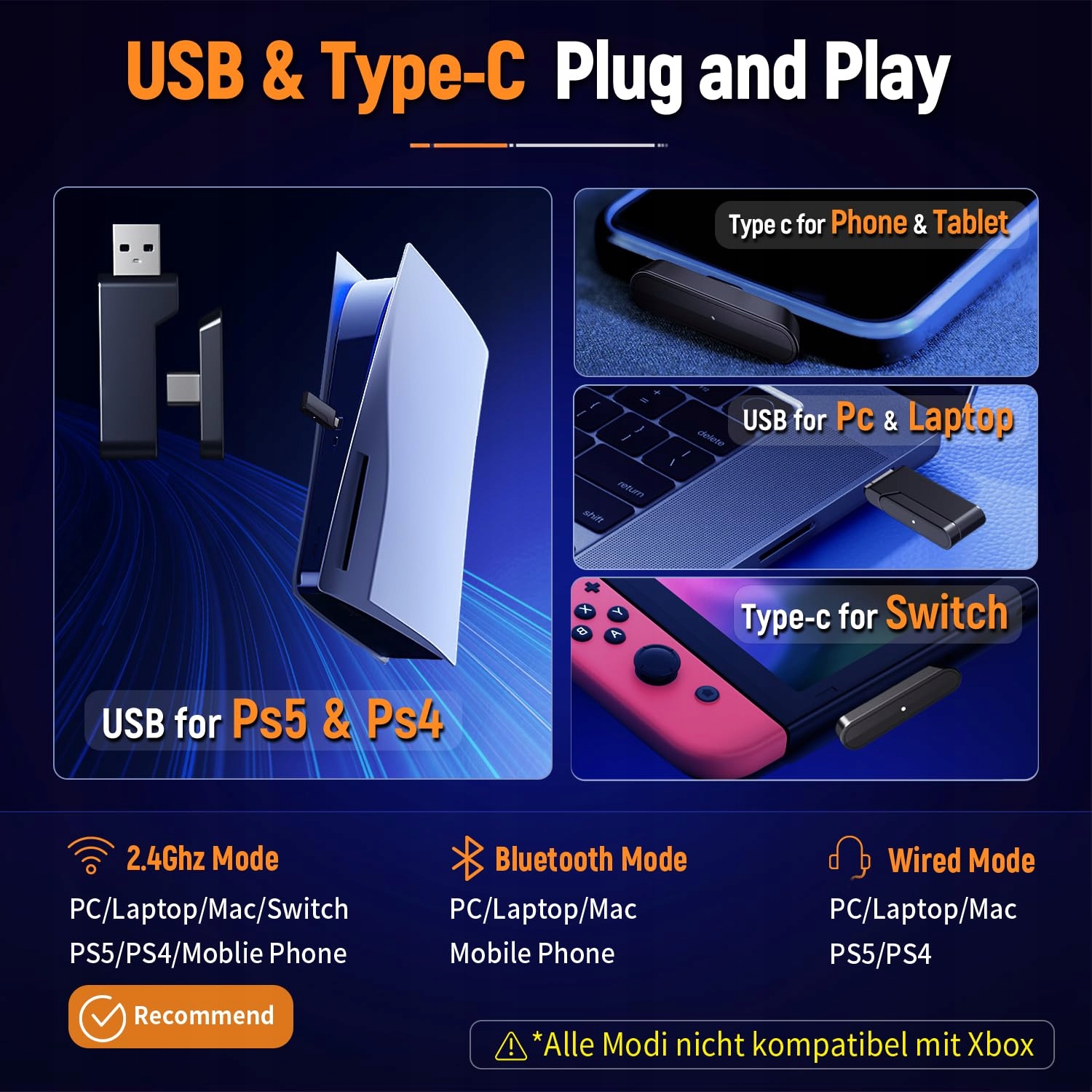 OZEINO OW810 Bezprzewodowy Zestaw Słuchawkowy Gamingowy USB C 20H — miniatura 5