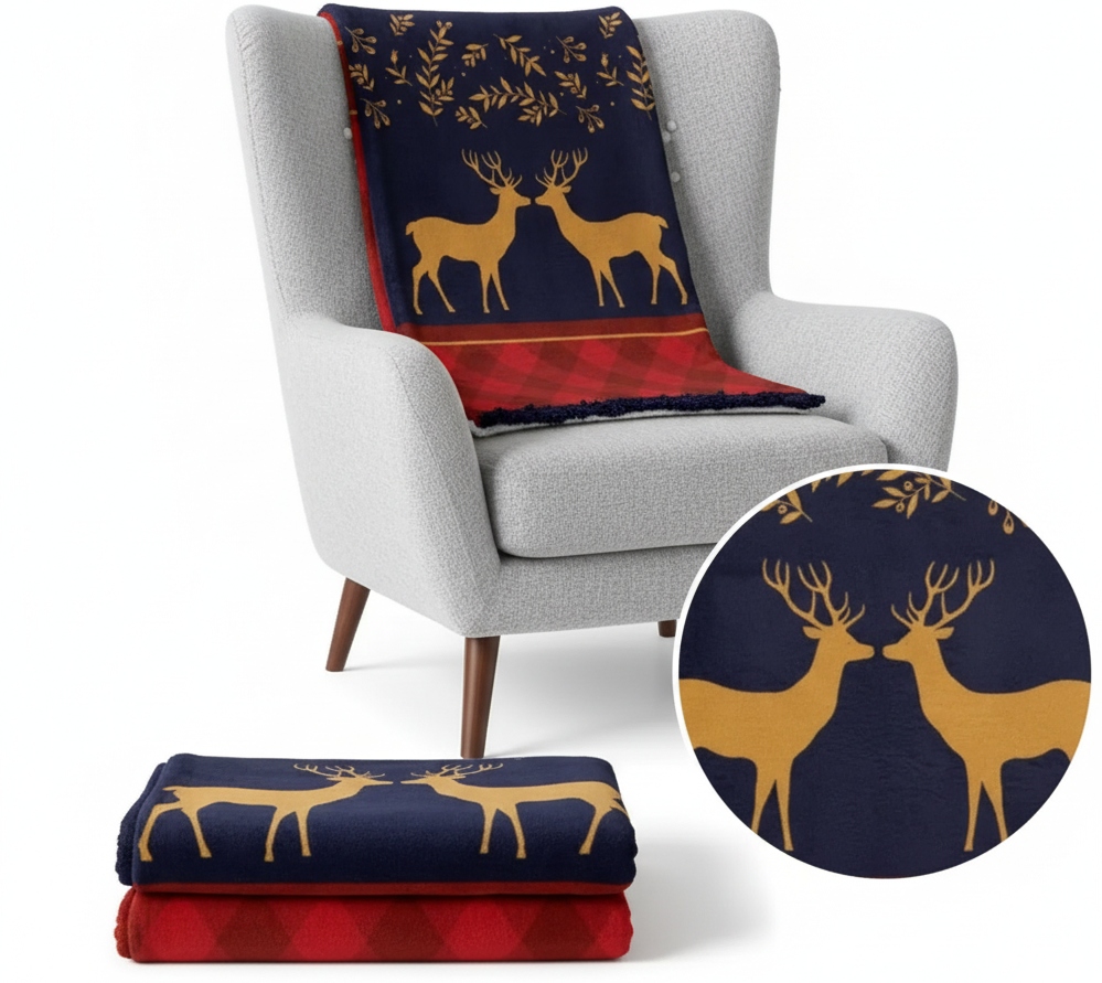 Vánoční Deka 150x200 Přehoz Na Postel Silný Měkký Teplý Bavlna