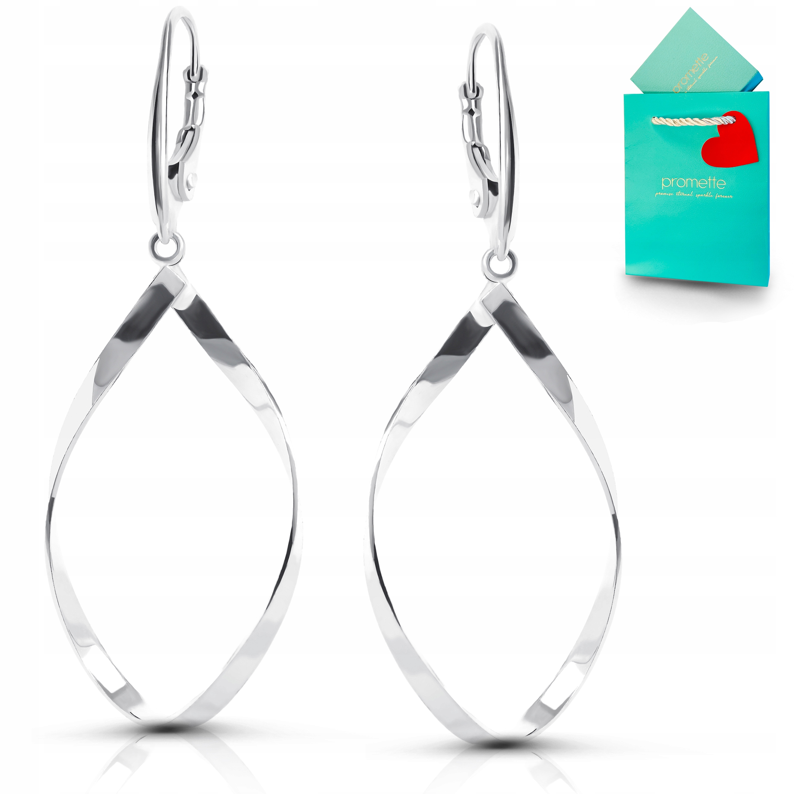 Stříbrné náušnice s rhodiovanými ažurovými kosočtverci, lehké, anglické 925