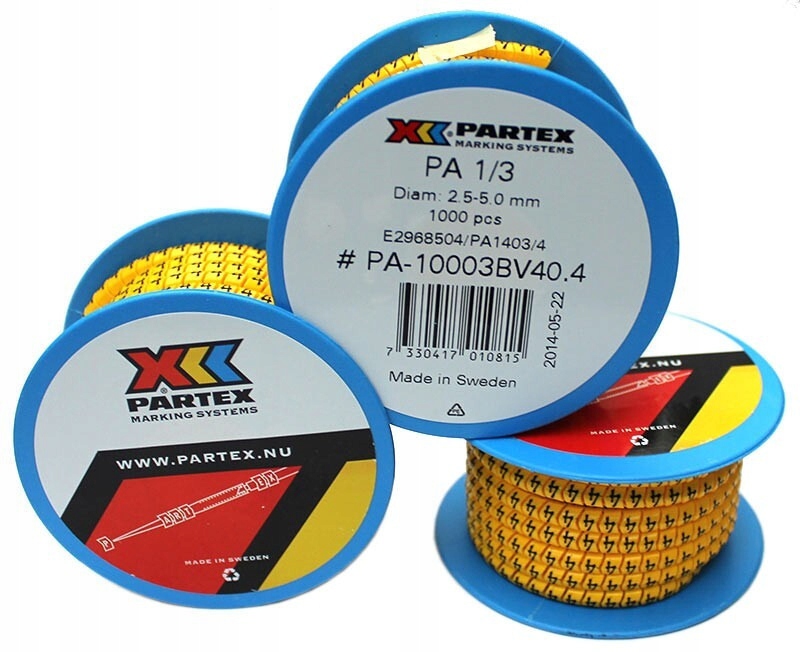 OZNACZNIK PROFILOWANY ZAMKNIĘTY ROLKA ŻÓŁTA L3mm -1000szt. PARTEX PA1-3 CYF