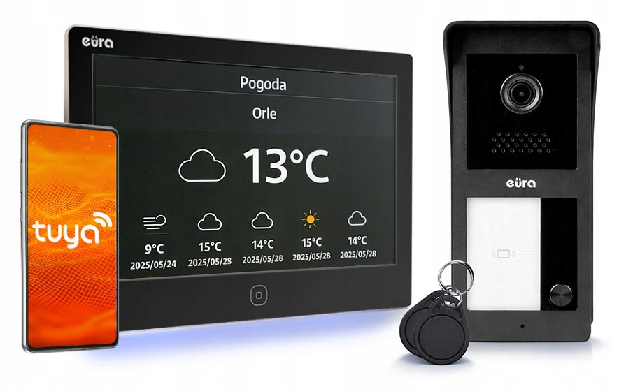 Wideodomofon Domfon Wifi ekran 7" 2-ŻYŁOWY 5x karta zbliżeniowa GlowRGB