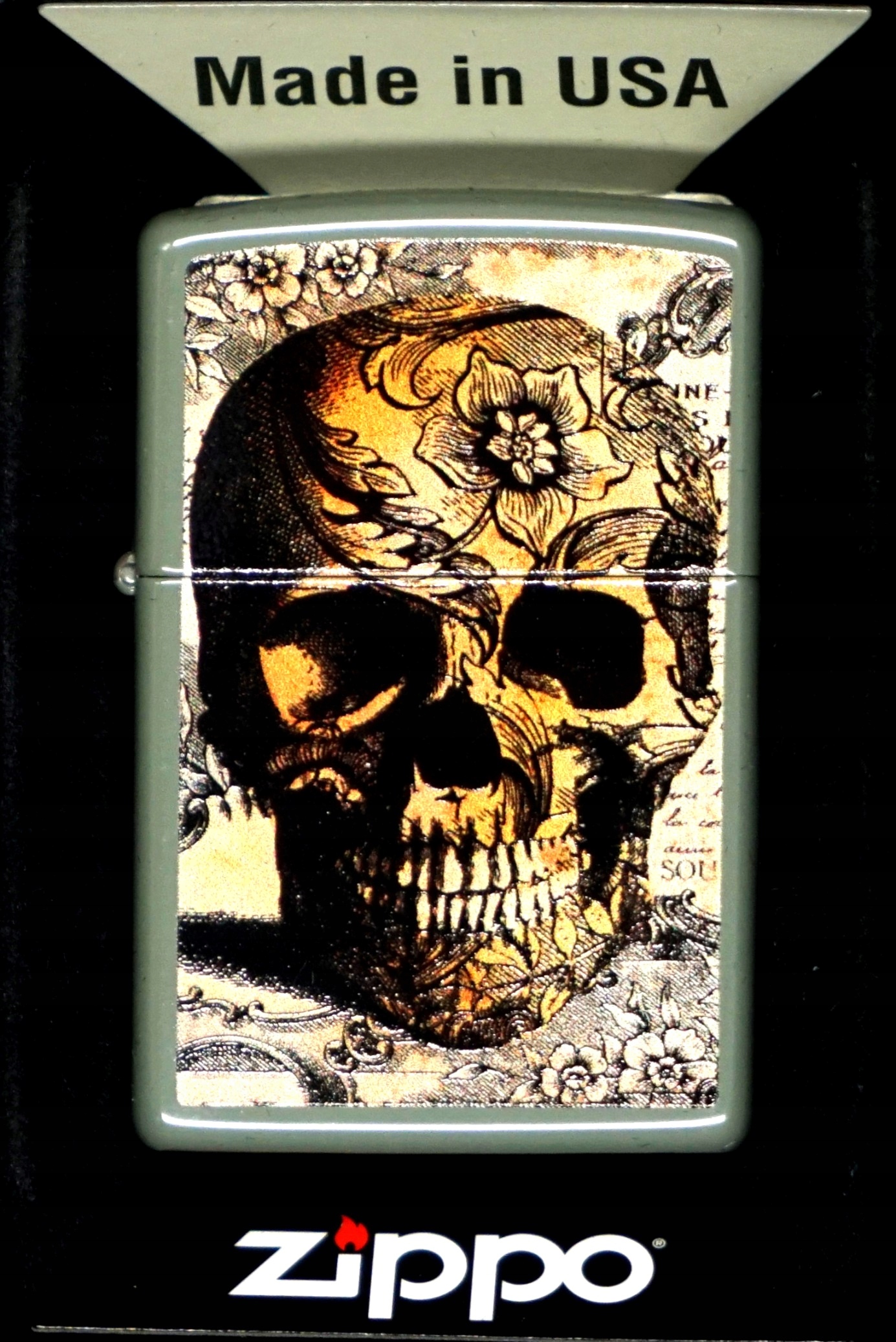 Zapalovač Zippo Vintage Skull 48888 Větruodolný benzínový