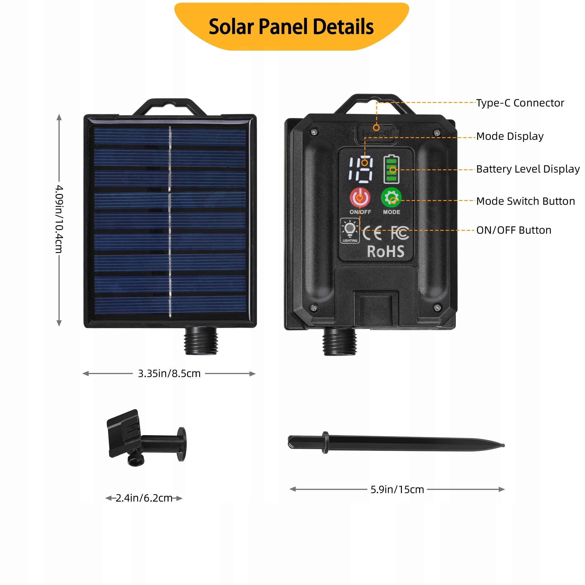 TACOBEY Girlanda Solarna 20M 200 LED USB Solarna Oświetlenie Zewnętrzne — miniatura 6