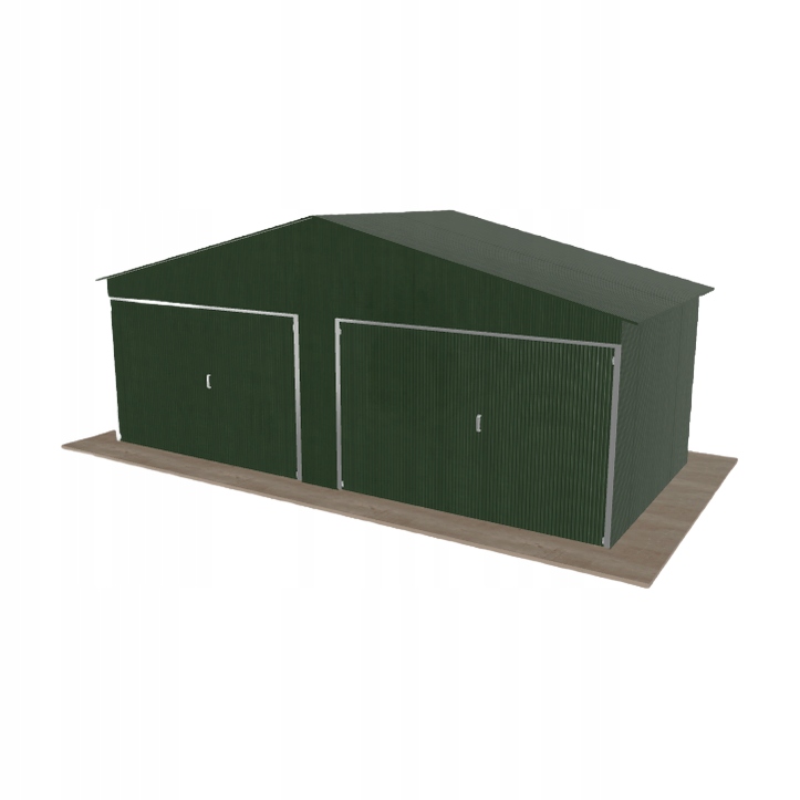 Plechová garáž 6.5x3 m dvoupolohová, dvoupolohová, zelená