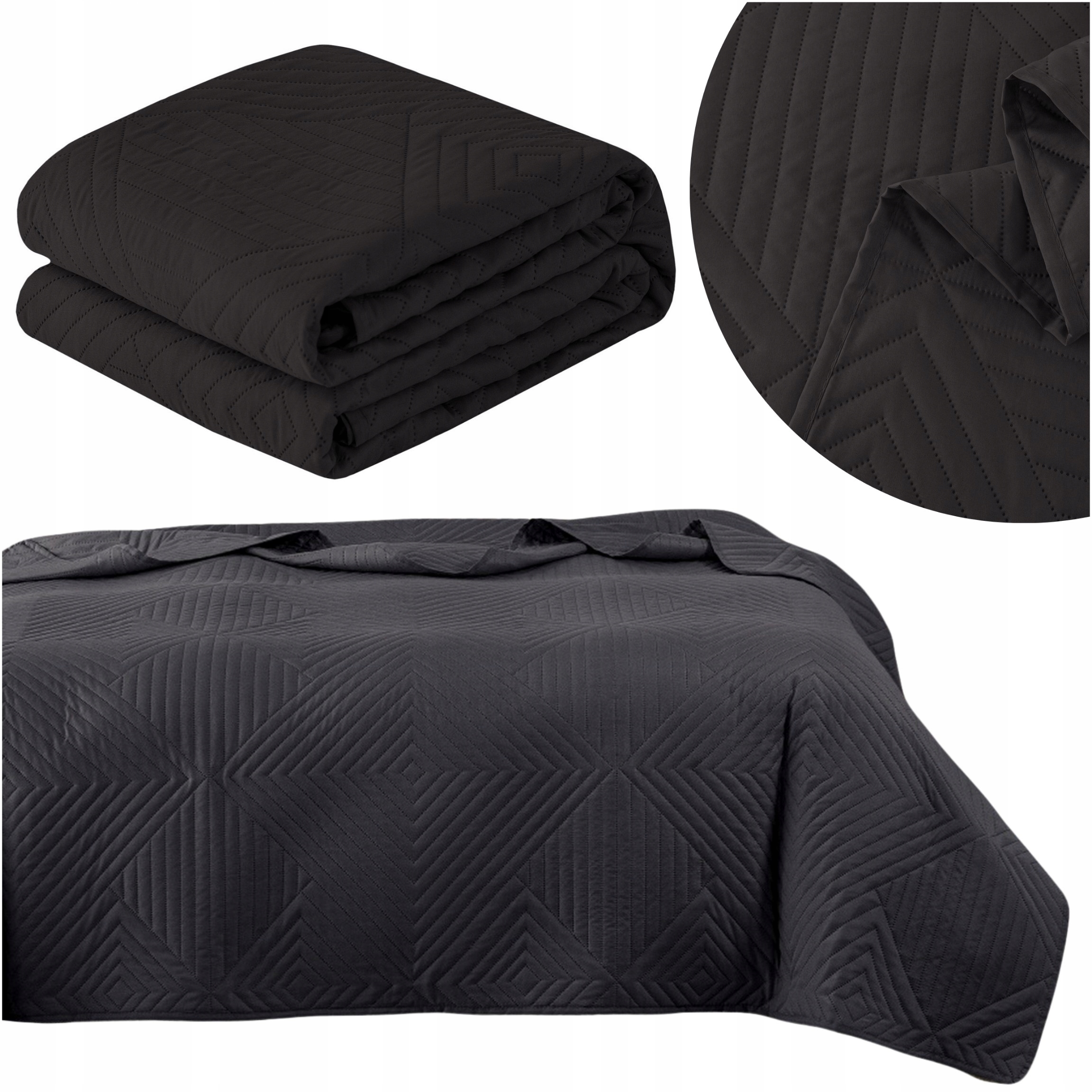 Přikrývka na postel 200x220 Prošívaná lisované mikrovlákno kapa Zeynep šedá