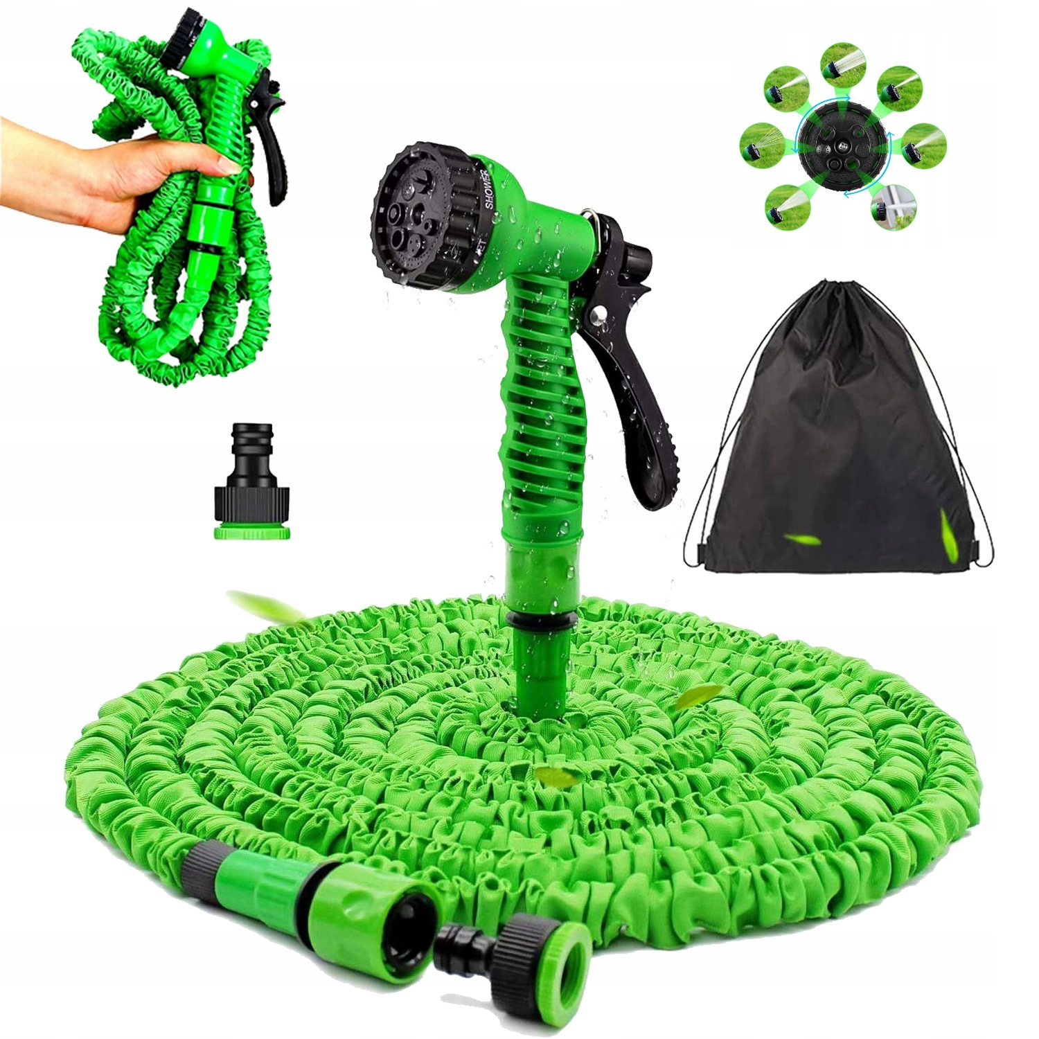 WĄŻ OGRODOWY ROZCIĄGLIWY 30M PISTOLET MOCNY 7 TRYB