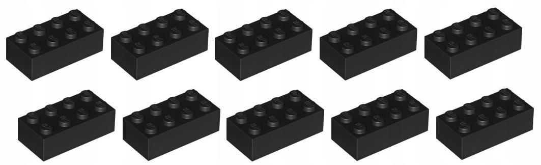 

Lego cegła, klocek 2x4 czarny 10 szt. 3001 Nowy