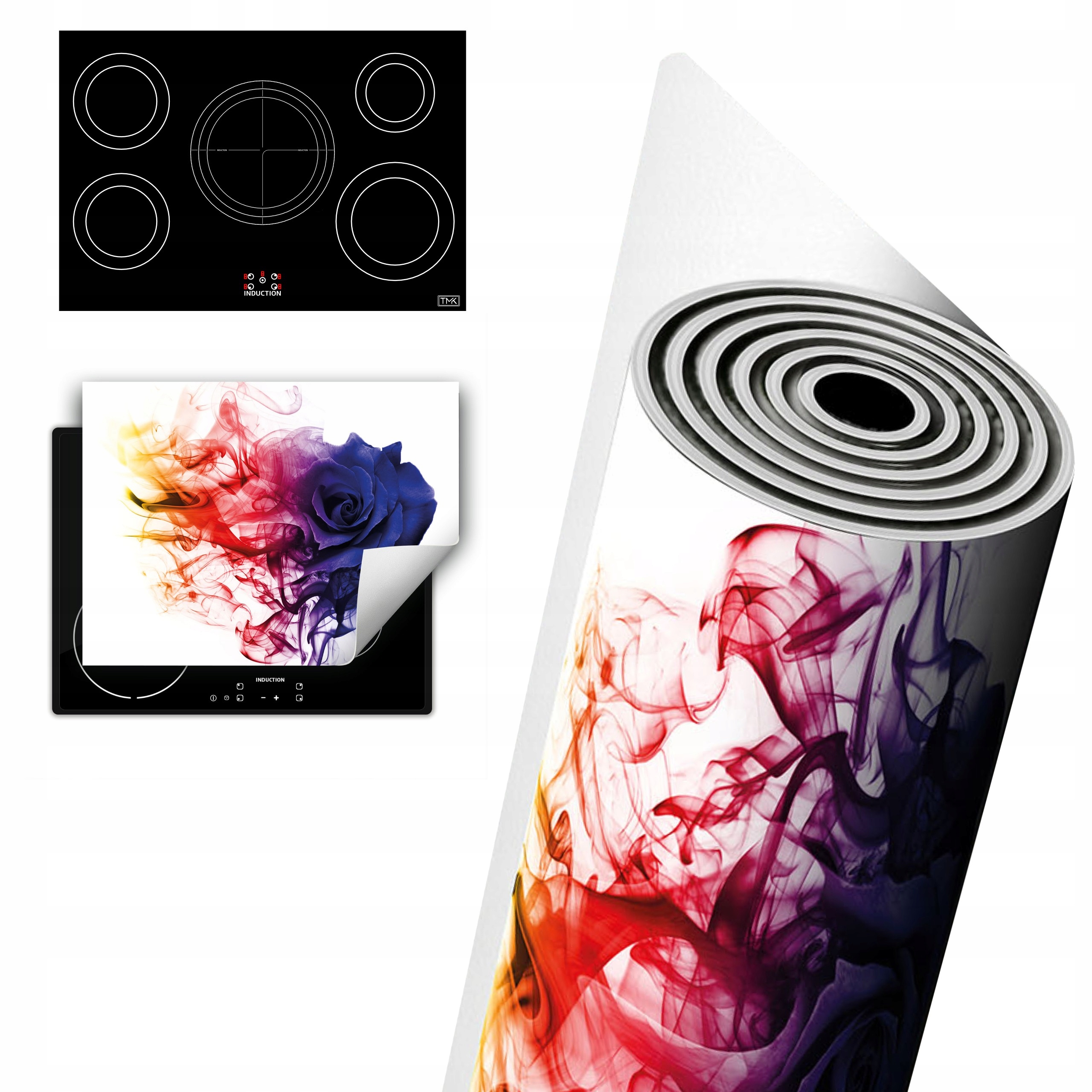 Vinylová Ochranná Deska Na Indukci 80x52 barevná růžová