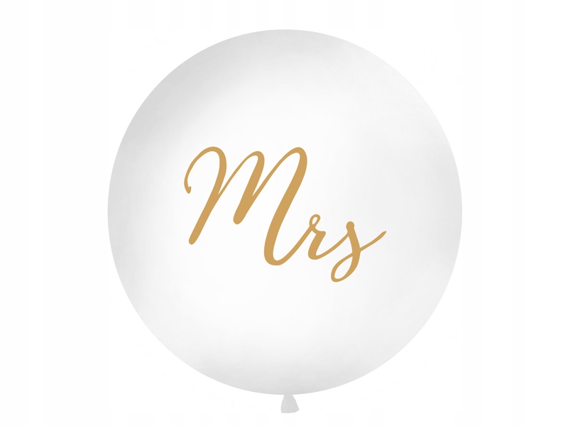 

Balon na Wesele Ślub Mrs biały złoty nadruk 1m