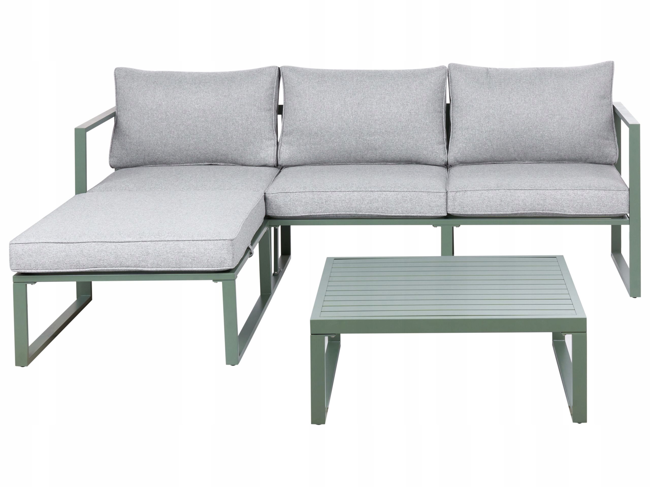 Zestaw wypoczynkowy 3-osobowy sofa lewostronna i stolik kawowy zielony