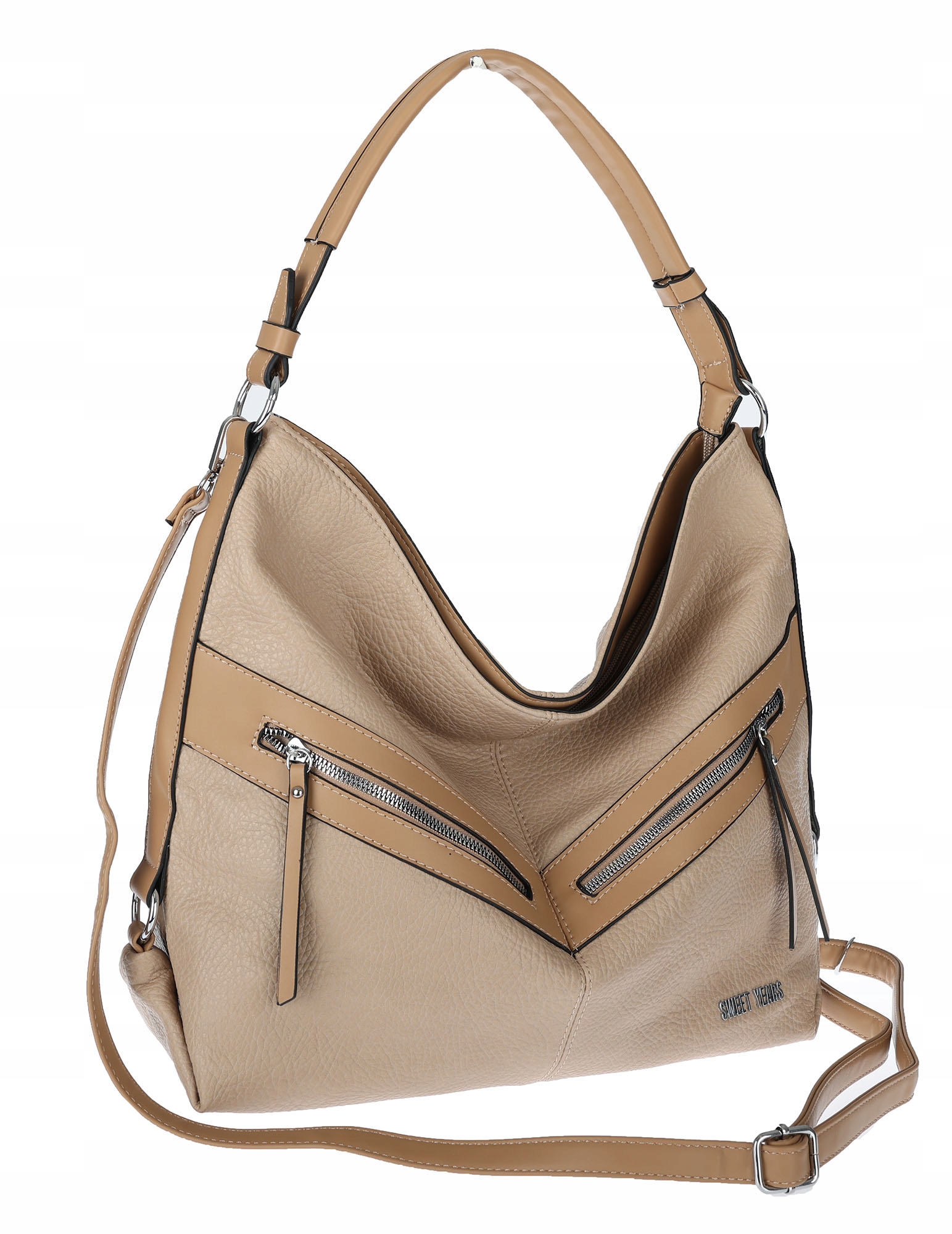 Dámská shopper kabelka Worek od italské značky Sweet Years A4 velká 4103 Béžová