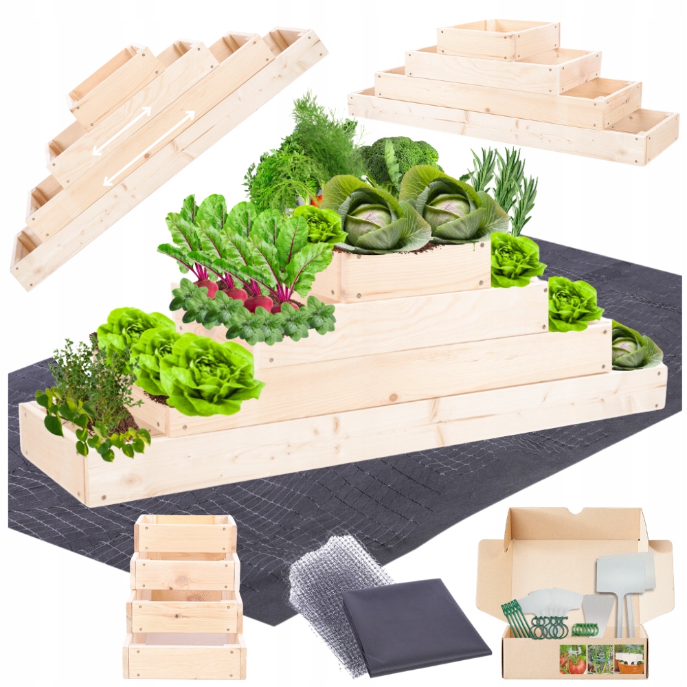 Zeleninový Záhon kaskádový, nastavitelný, vyvýšený květináč, impregnace 36x120x30