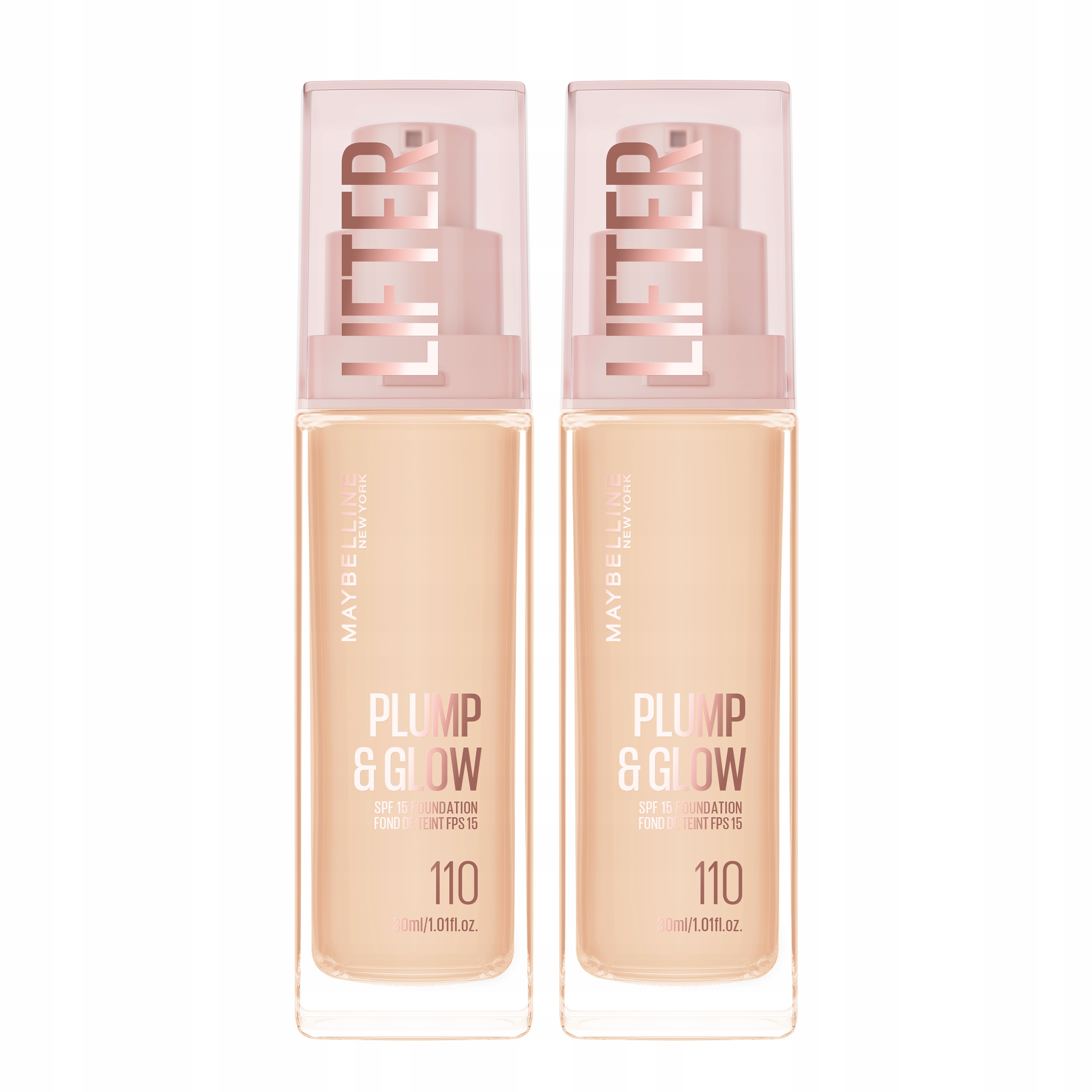 Zestaw 2x Maybelline Lifter Plump&Glow Podkład do Twarzy 110 z Niacynamidem