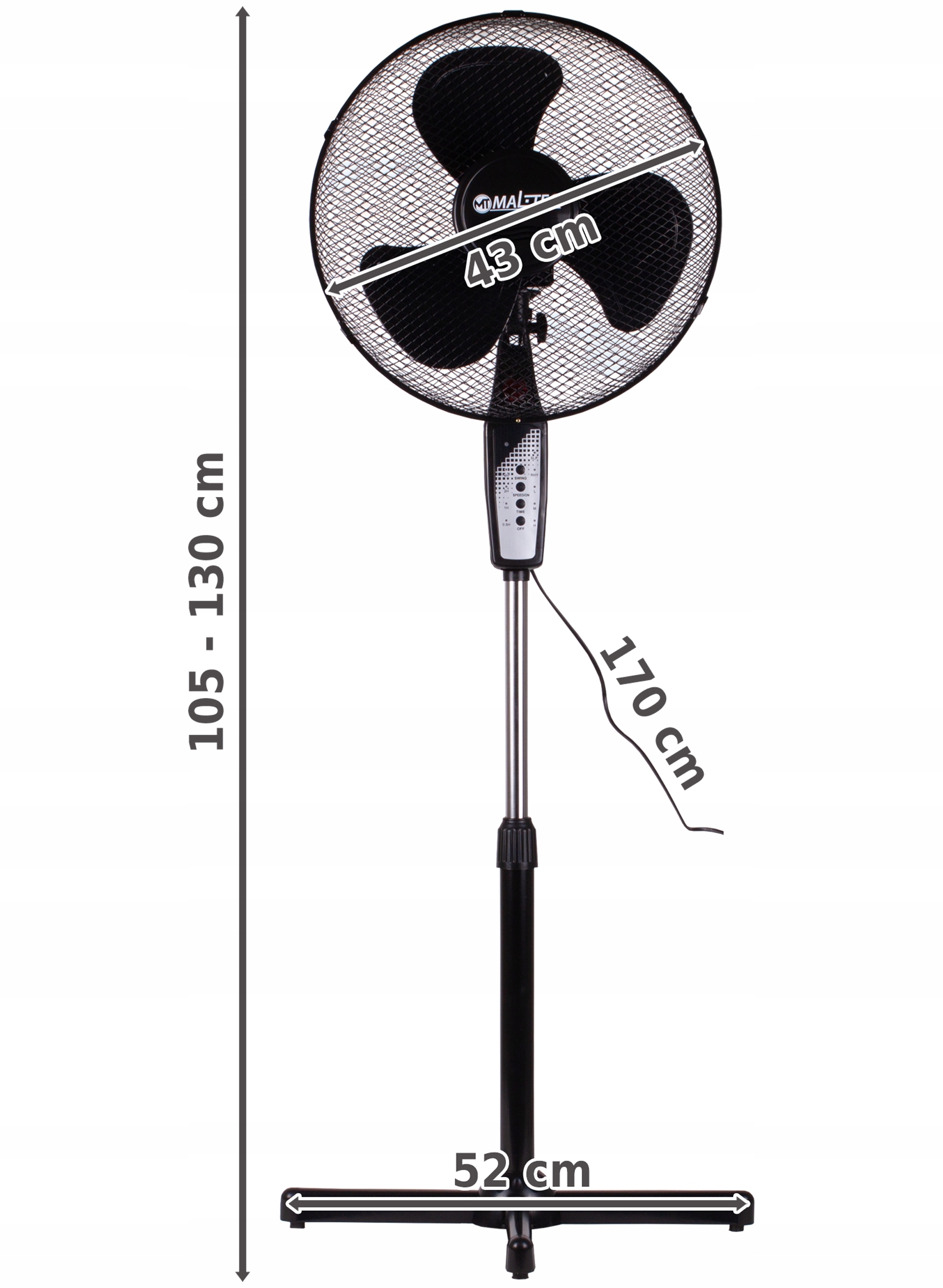 WENTYLATOR STOJĄCY PODŁOGOWY MOCNY DOMOWY OSCYLACJA TIMER PILOT Kod producenta WENTYLATOR WIATRAK PODŁOGOWY STOJĄCY