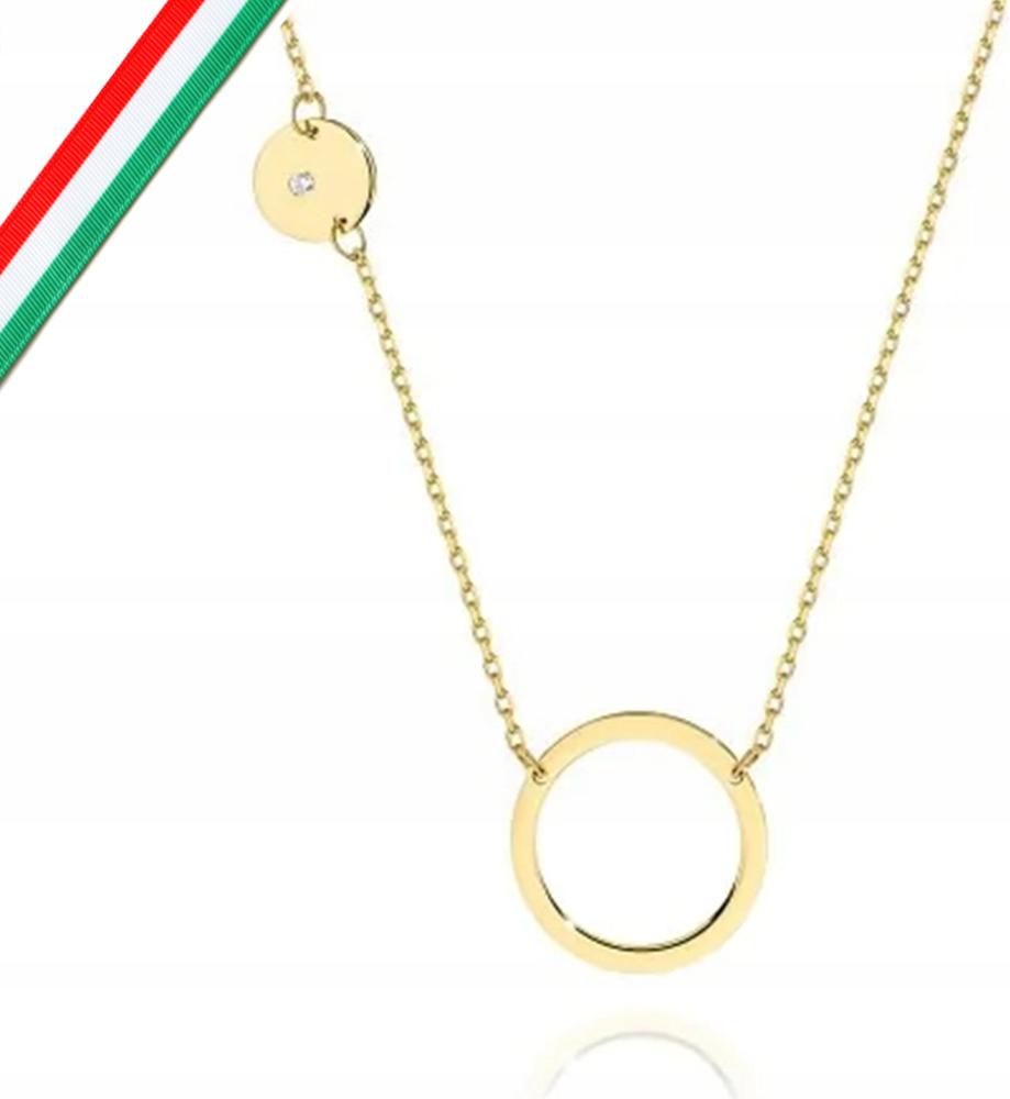 Dámský zlatý náhrdelník 585 ring a plné kolečko s diamantem jsou ideální pro ni