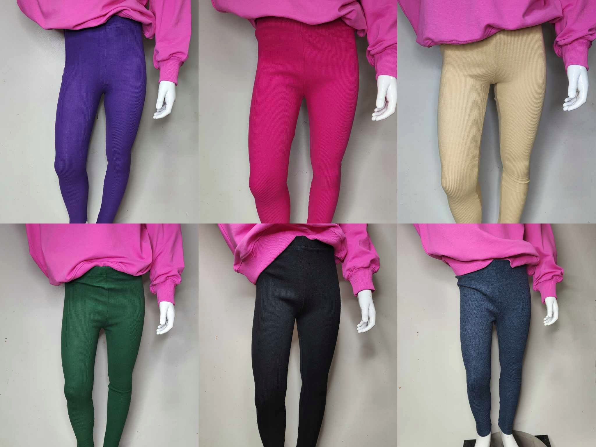 Leginsy getry bawełniane prążek czarne PL 134 Marka Inna marka