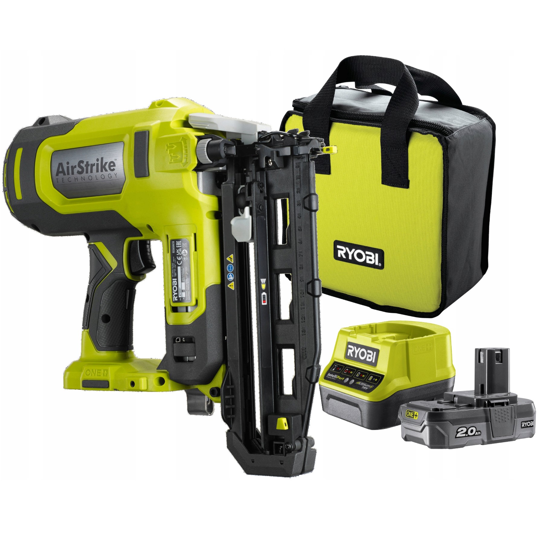 Sada Ryobi Tyčinky Taker 18V AirStrike R18GN18 Aku 2Ah Nabíječka