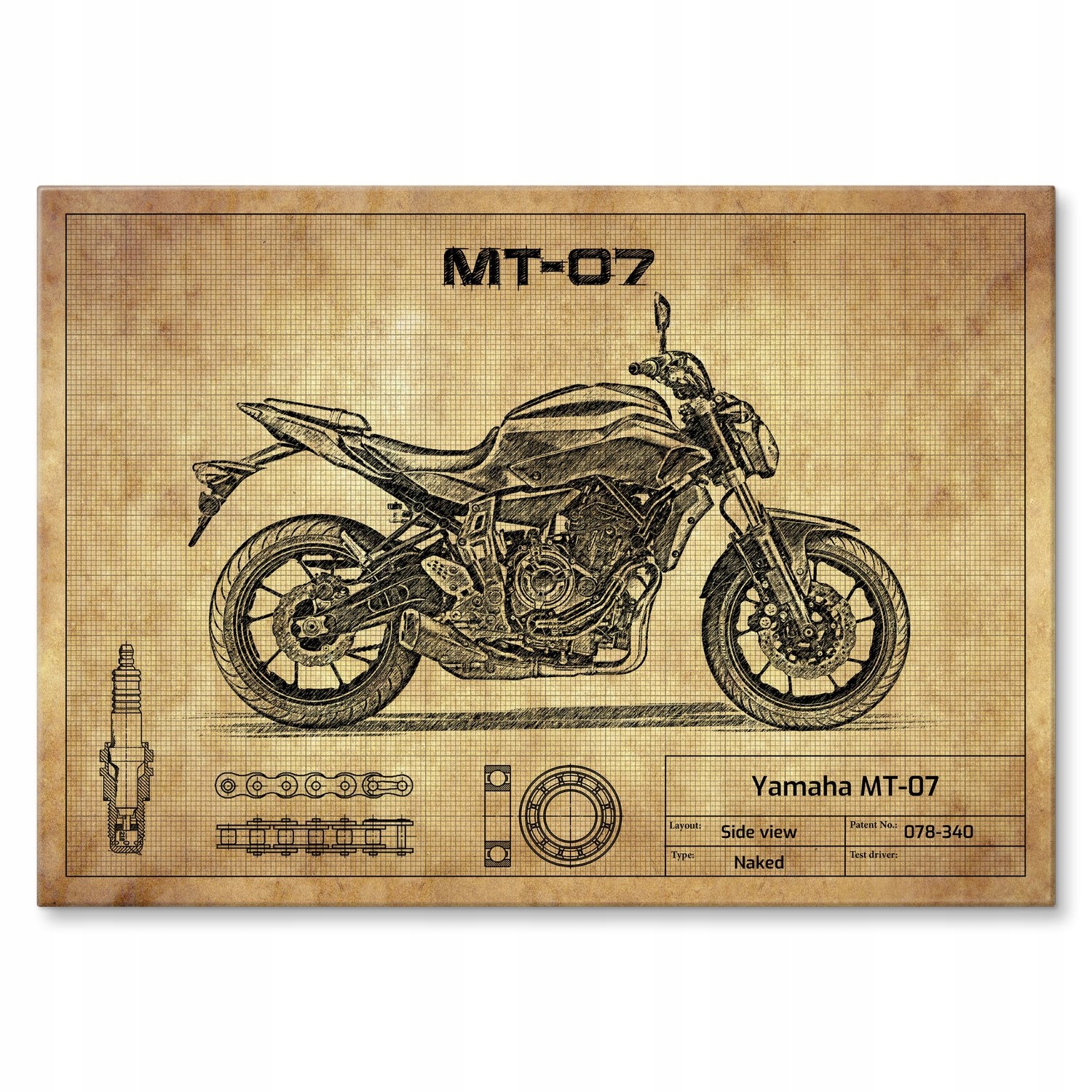 Kovový plakát Yamaha MT-07 Szyld Plech 42 x 59,4 cm Dárek