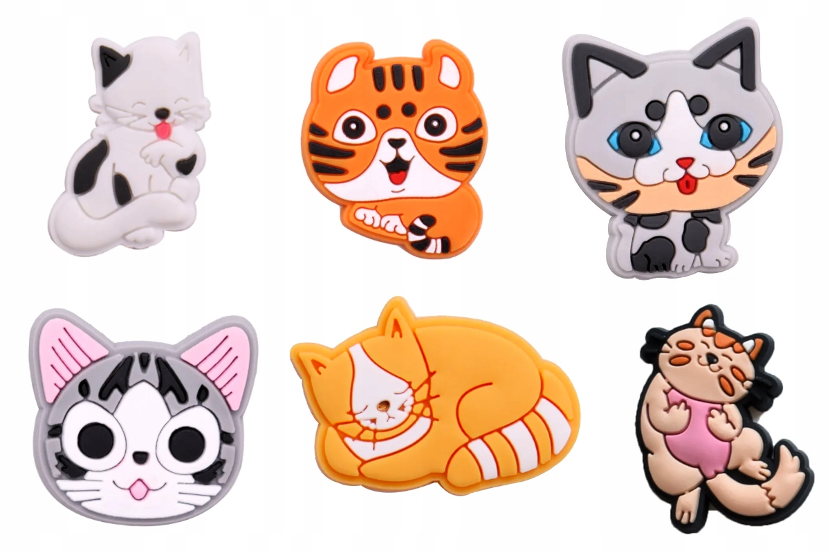 6x Wpinki / Przypinki do butów Crocs i podobnych - Kotki
