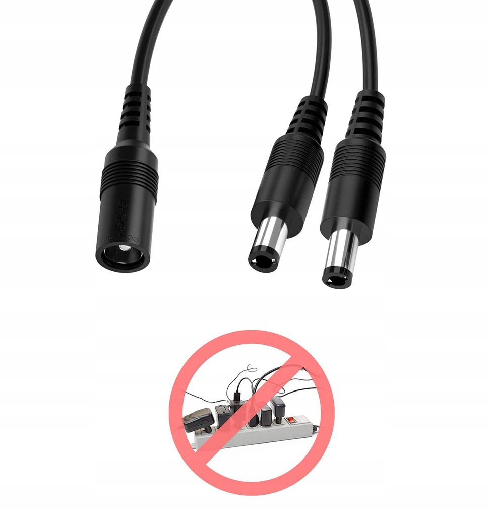 ROZGALEZNIK ZASILANIA SPLITTER DC 2 WTYKI 2,1 40CM Marka LED-ONE