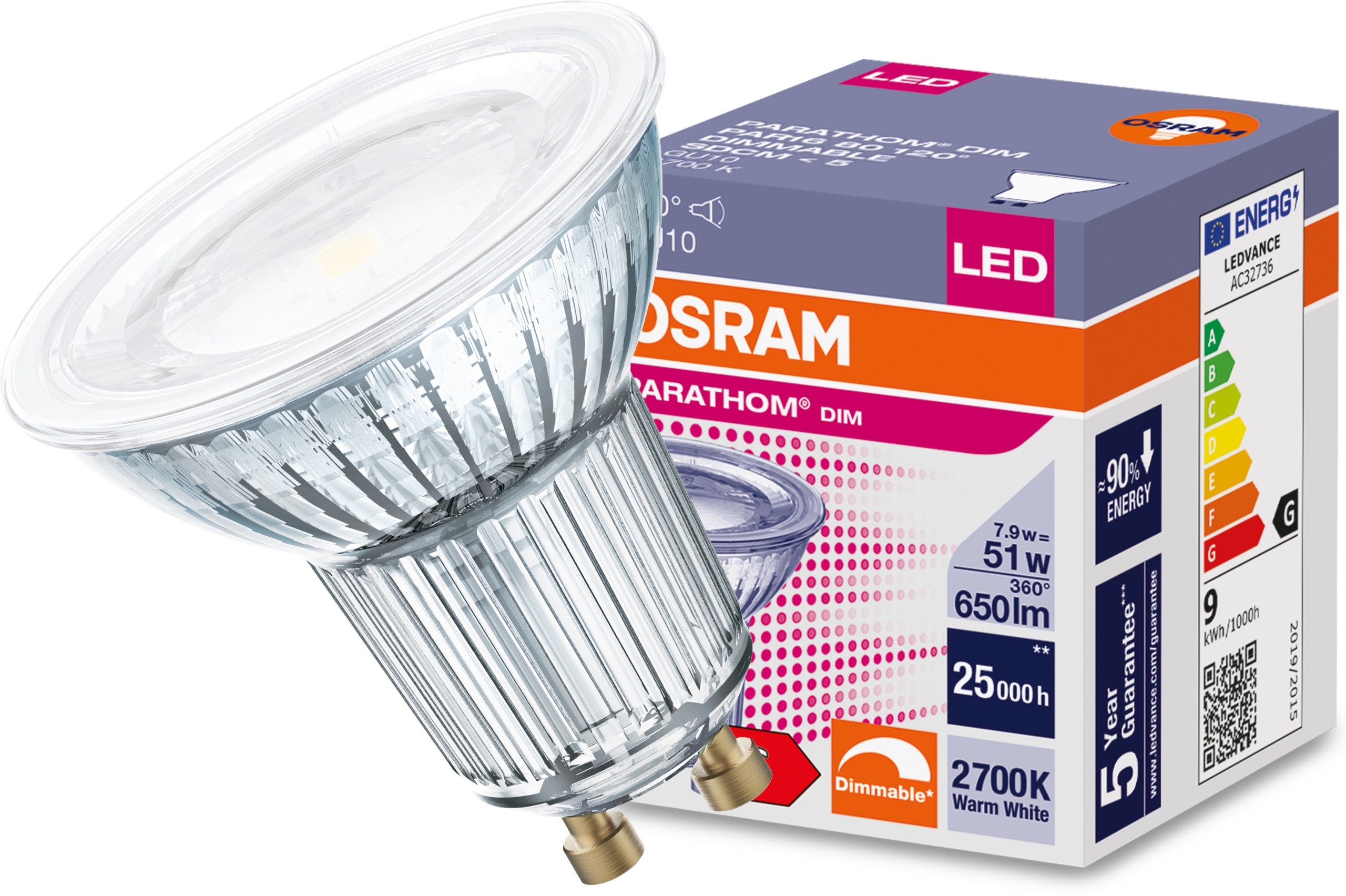

Żarówka Led GU10 7,9W 2700K 120° Ściemnialna Osram