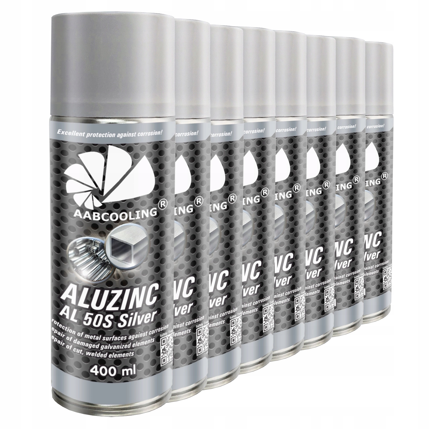 8 x Alu-zinek Antikorozní Sprej Údržba Ochrana Na Kov Stříbrný 400 ml