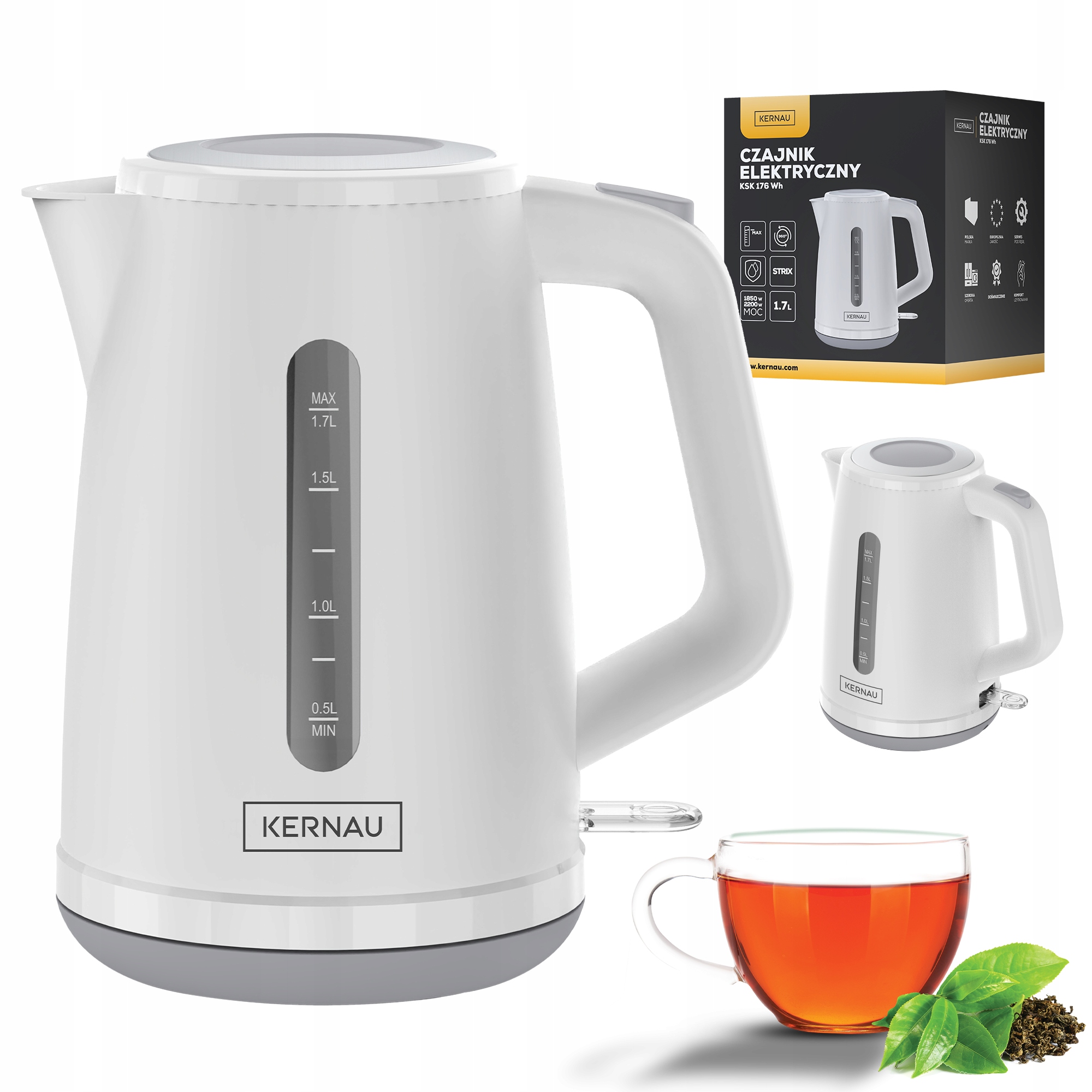 Czajnik elektryczny Kernau Ksk 176 Wh 1,7l 2200W Strix Filtr