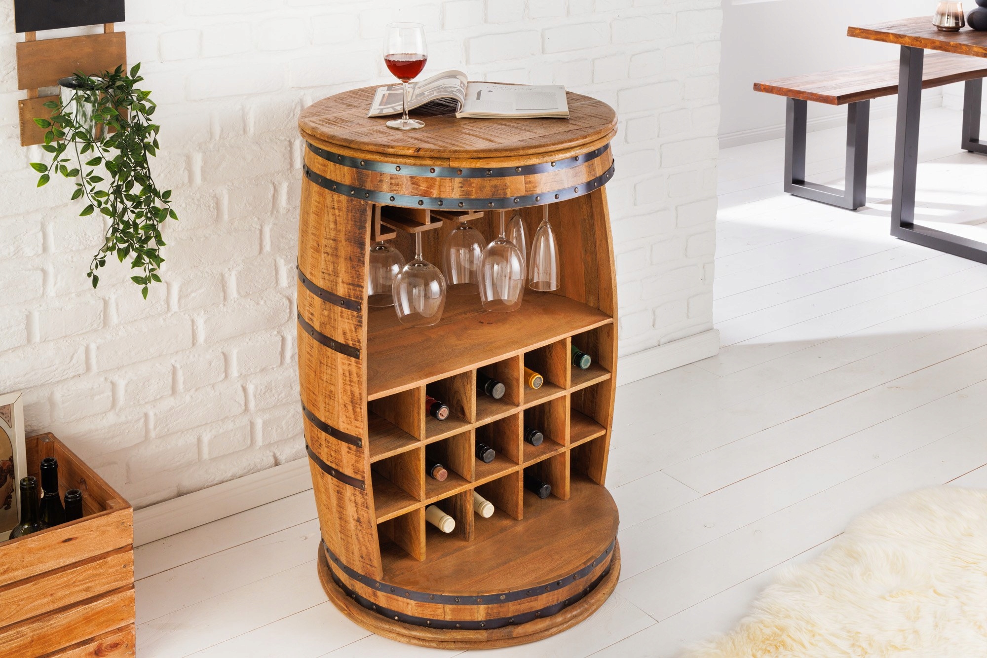 Stojak na wino Bodega 90cm mango 42378 Kod producenta 42378