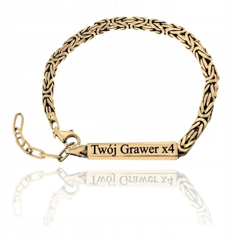 Bransoleta męska królewska 4x grawer 18K złoto lux