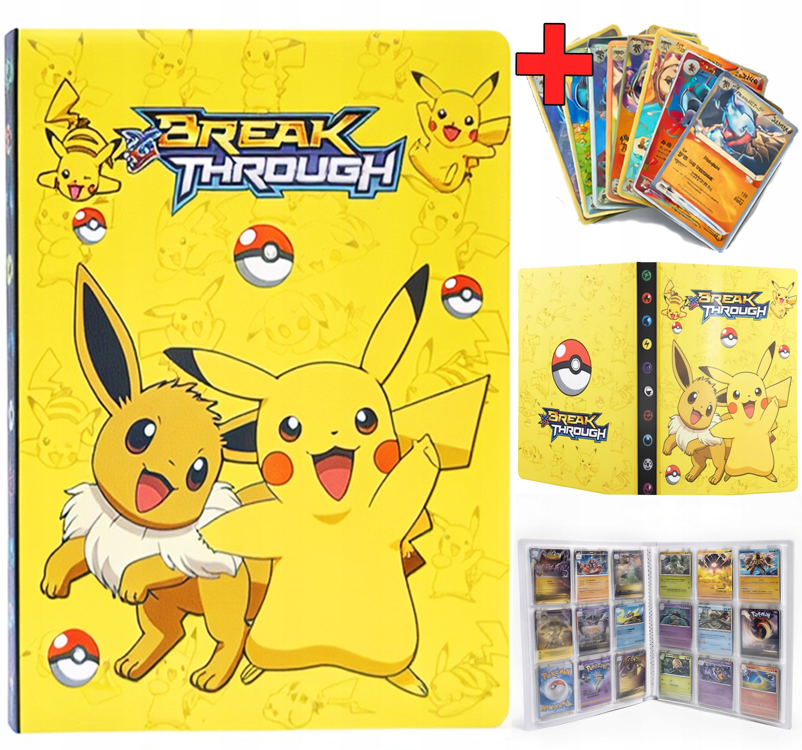 ZESTAW STARTOWY 20 KART POKEMON BEZ POWTÓREK+DUŻY ALBUM NA 432 KART PIKACHU