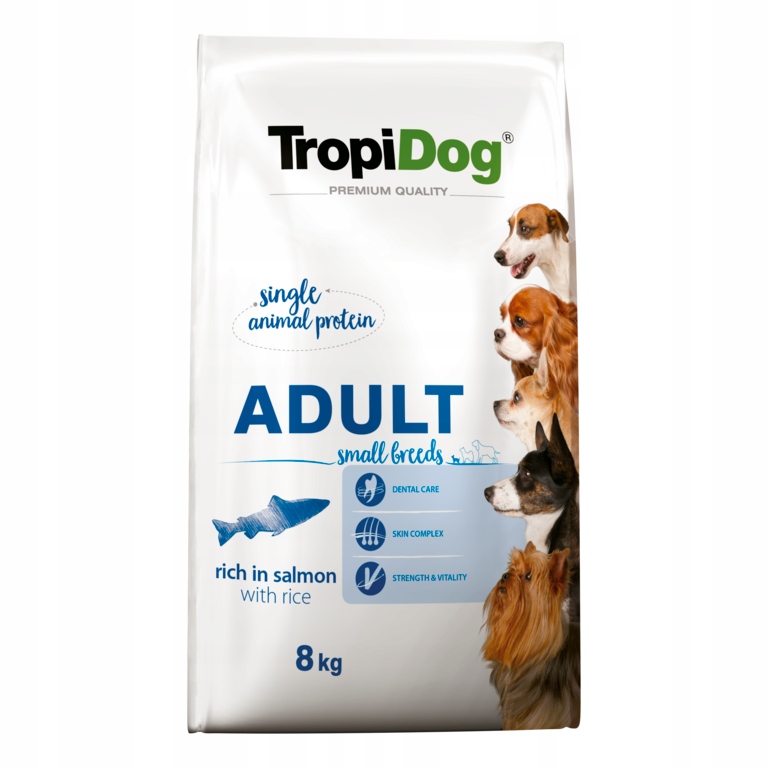 TropiDog Premium Adult Salmon 8kg Small Breeds dla małych psów Łosoś