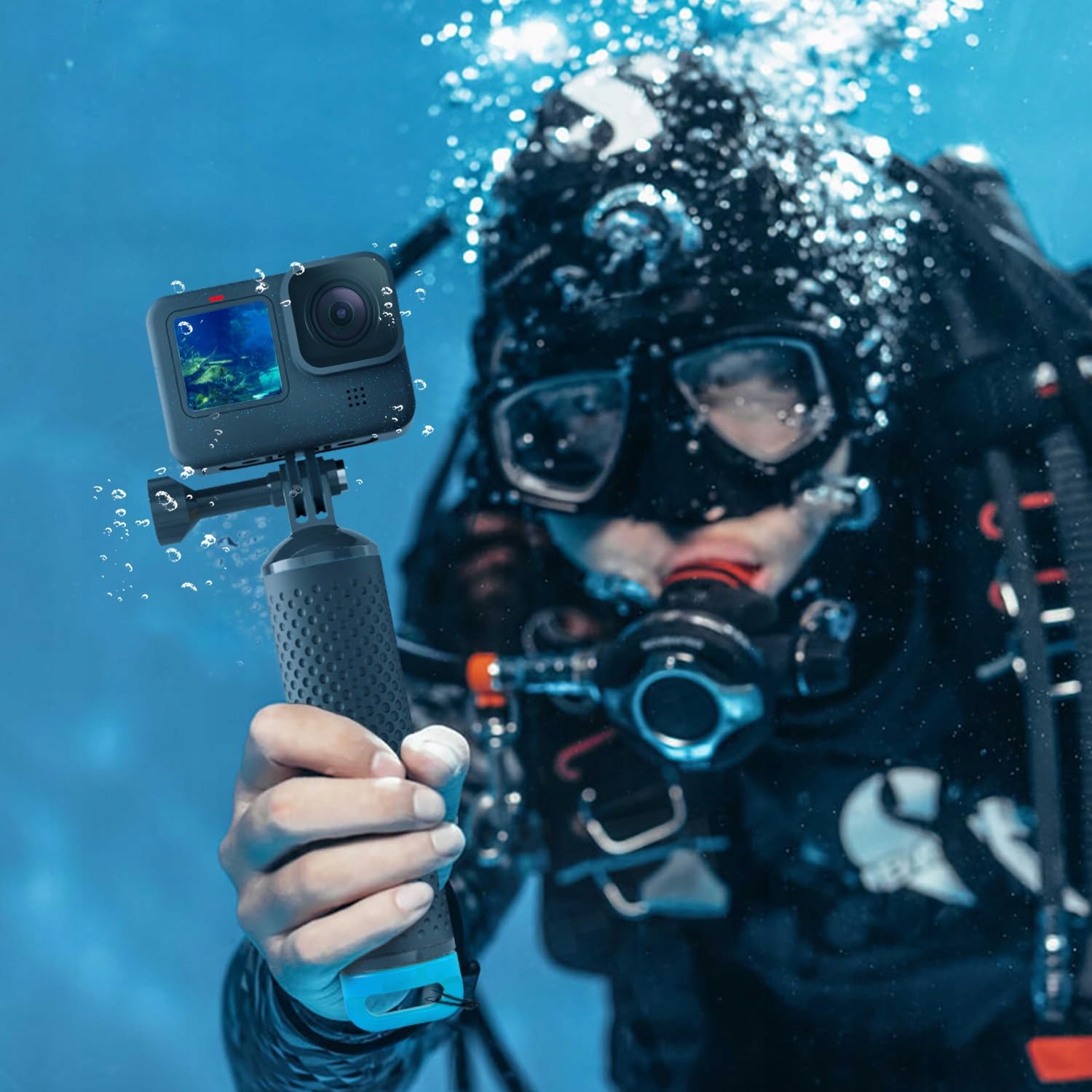 SAMETOP Uchwyt Pływający Do Kamer GoPro Hero DJI Osmo Action Niebieski — miniatura 7