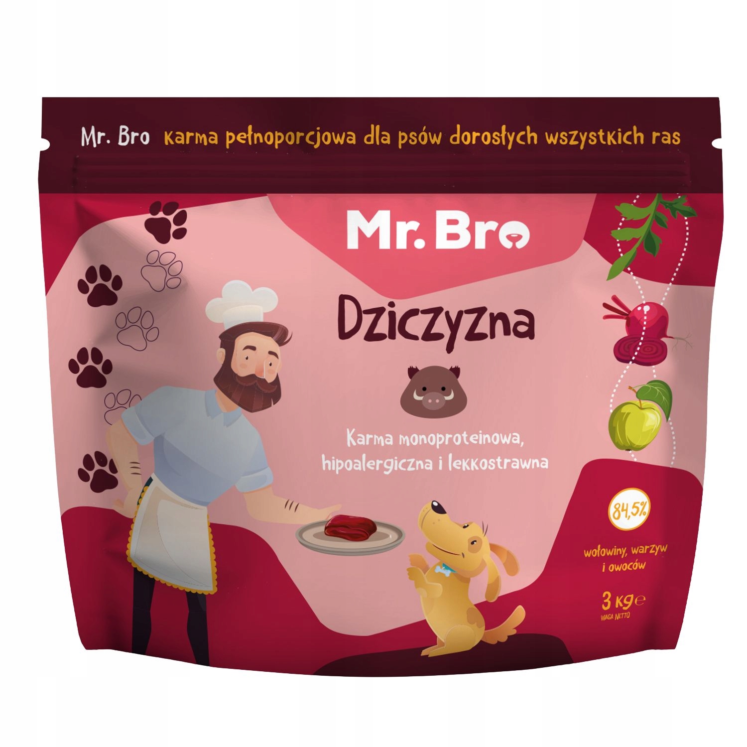Mr. Bro Monoproteinové suché Krmivo pro dospělé psy se zvěřinou 3 kg