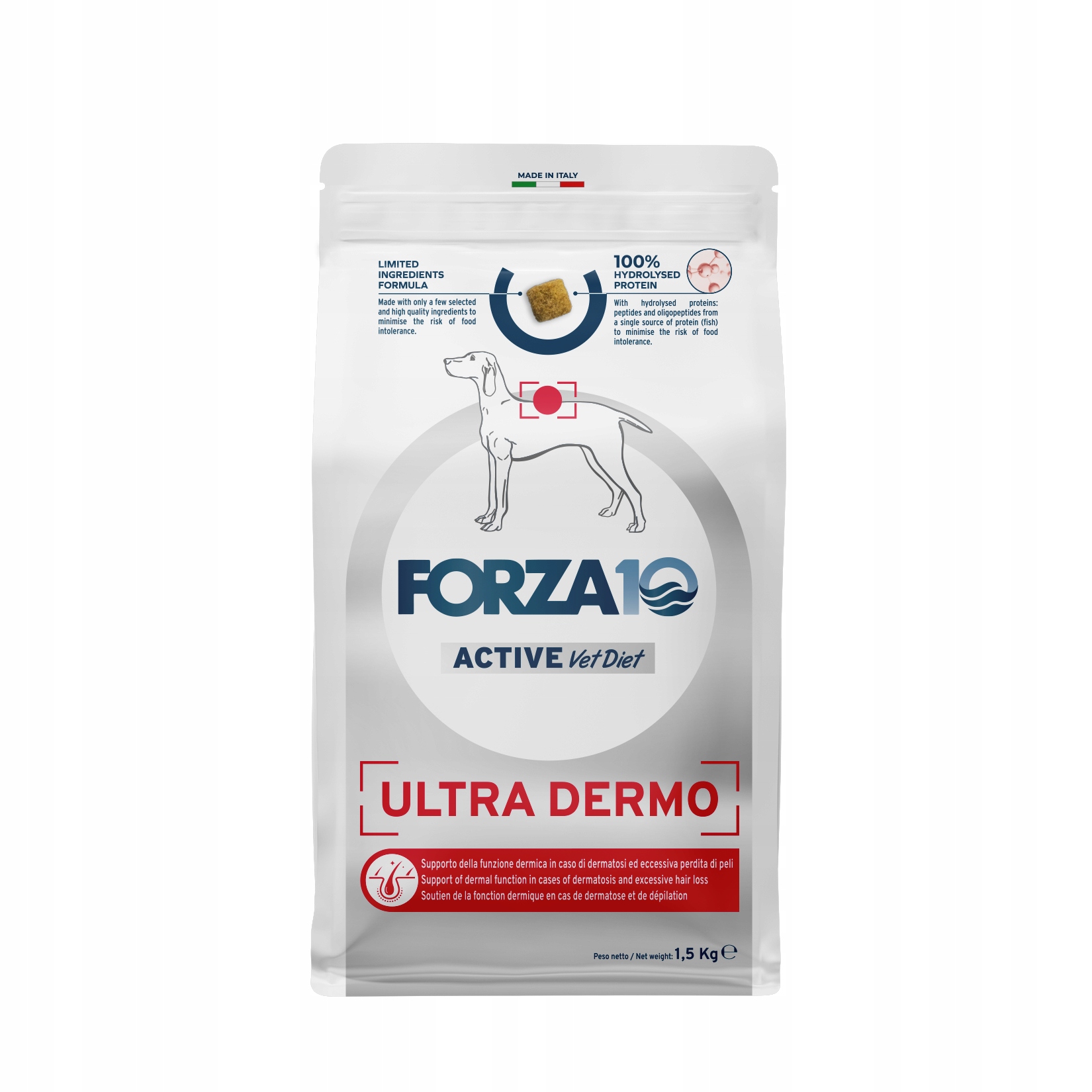 Forza10 Veterinární dieta Ultra Dermo Active pro psa 1,5 kg 100% hydrolyzát