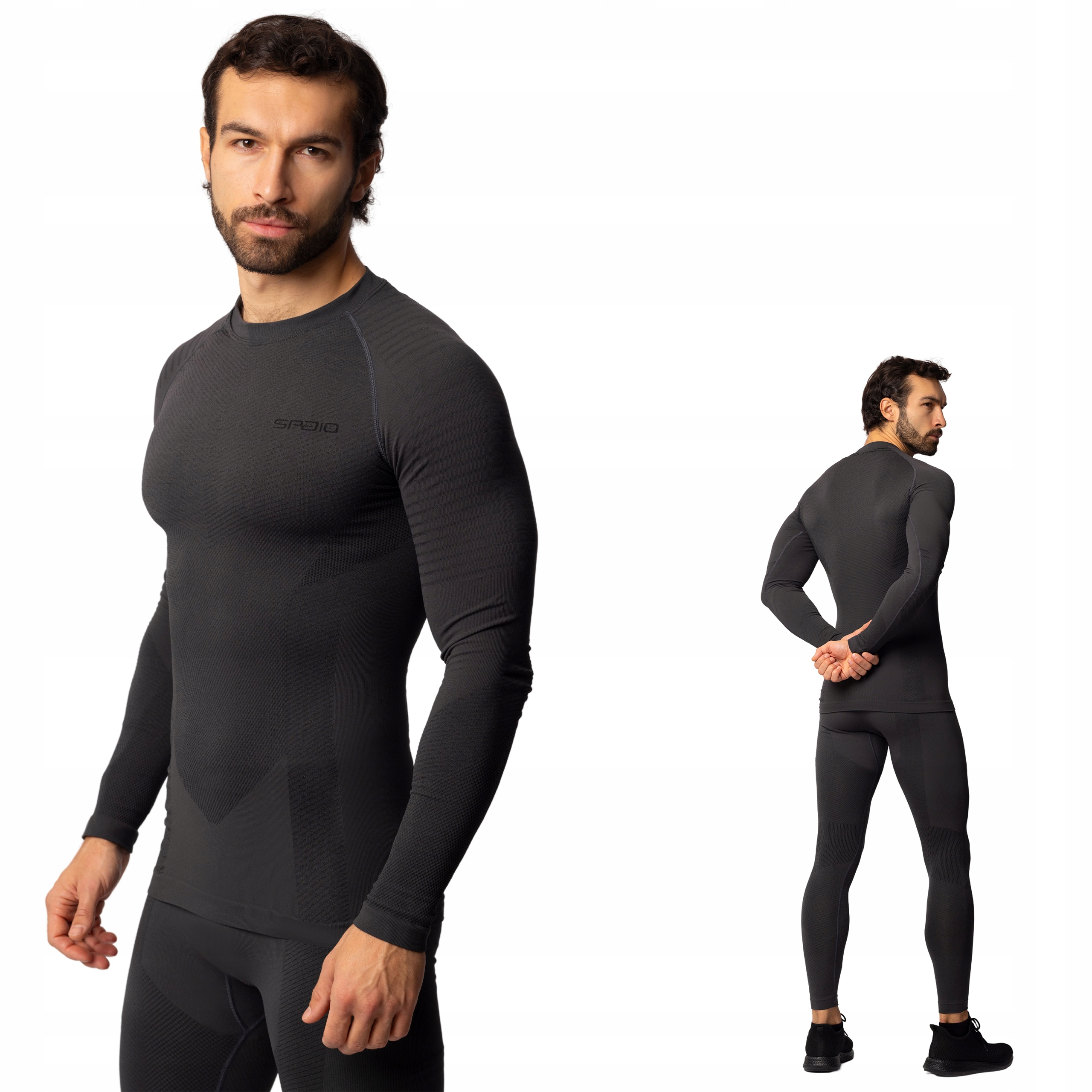 Termoaktivní tričko dlouhý rukáv Spaio Play sportovní pánské šedé L