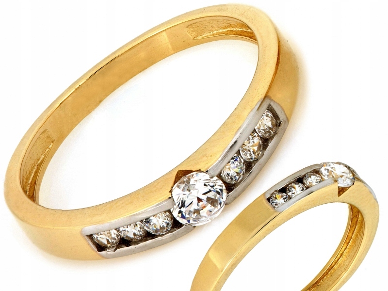 Zlatý prstýnek 585 s zirkony Solitare 1.94 g pro ženu jako dárek